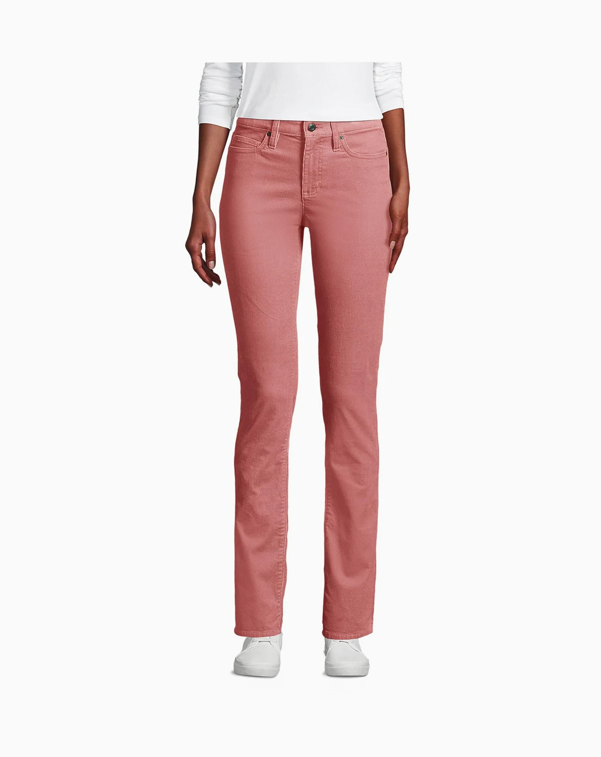 Petite Mid Rise Straight Leg Corduroy Pants