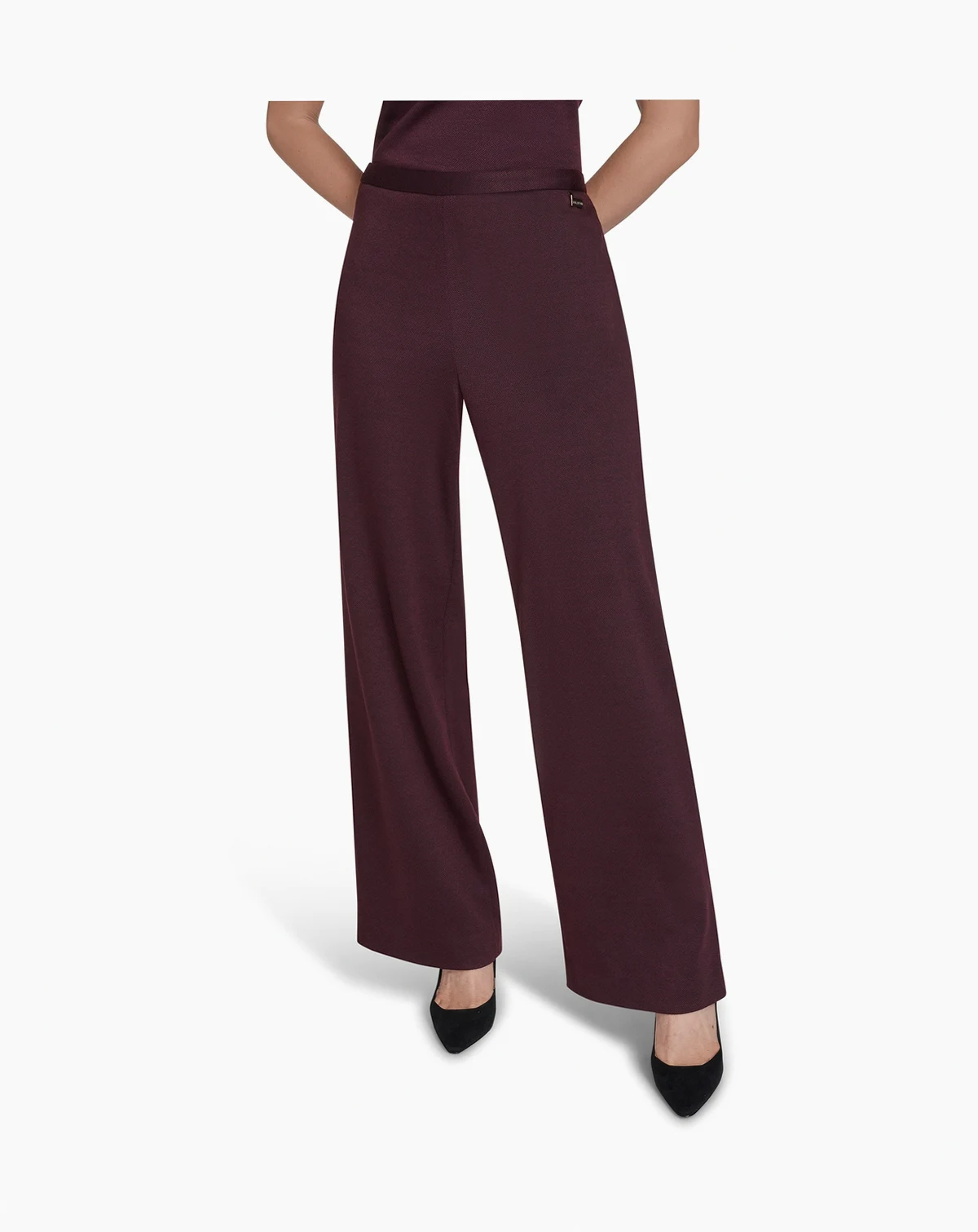 Women's Mid Rise Wide Leg Ponte Trousers