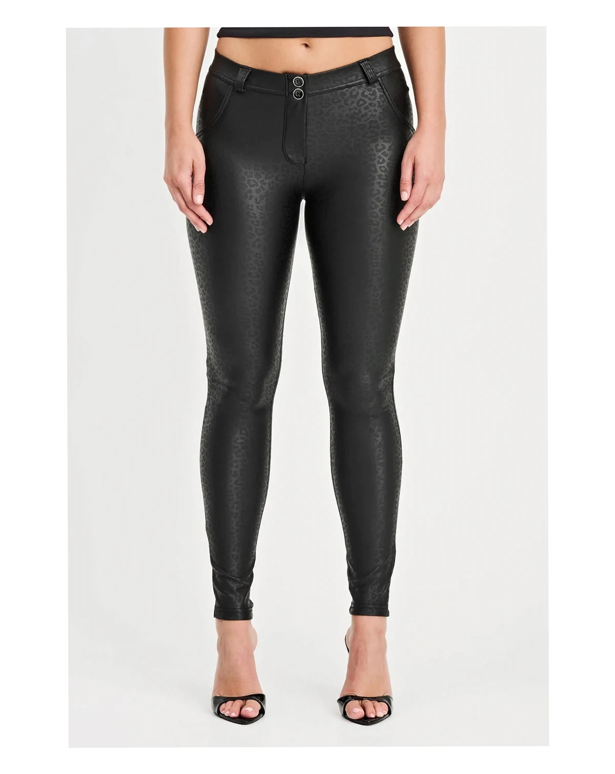 Women's Panther Faux Leather Mid-Rise Sculpting Pants