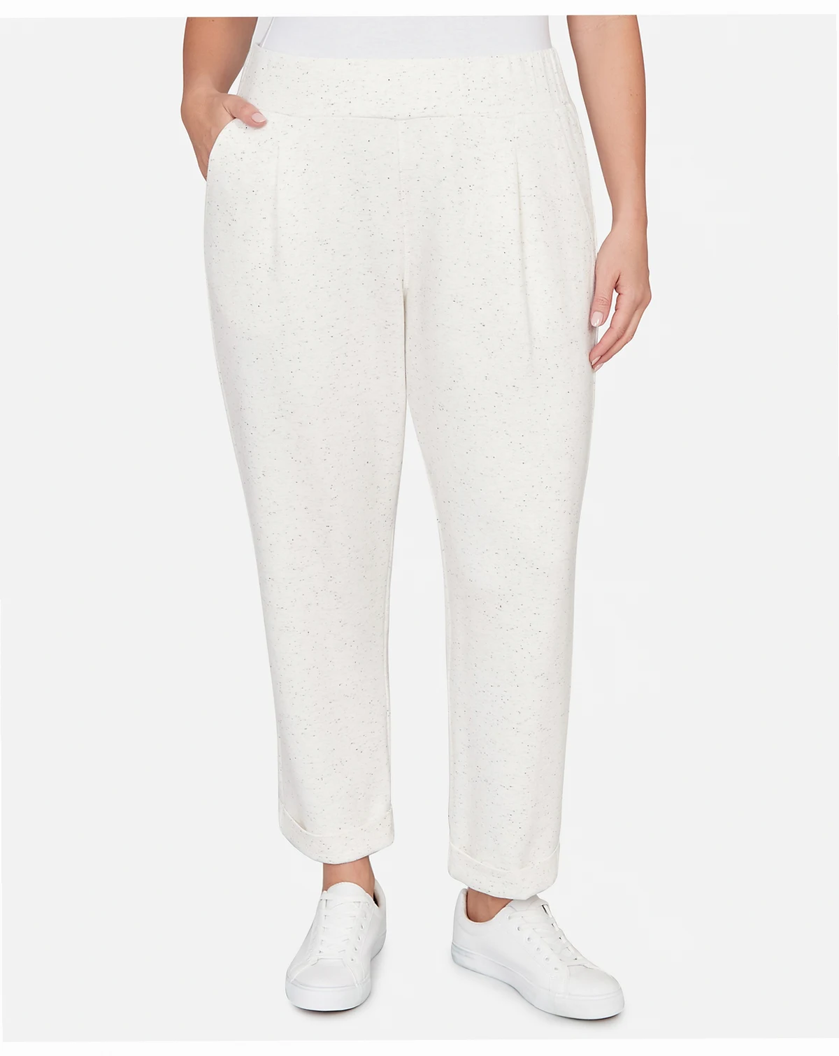 Plus Size Ultra Soft Knit Cuffed Ankle Pants