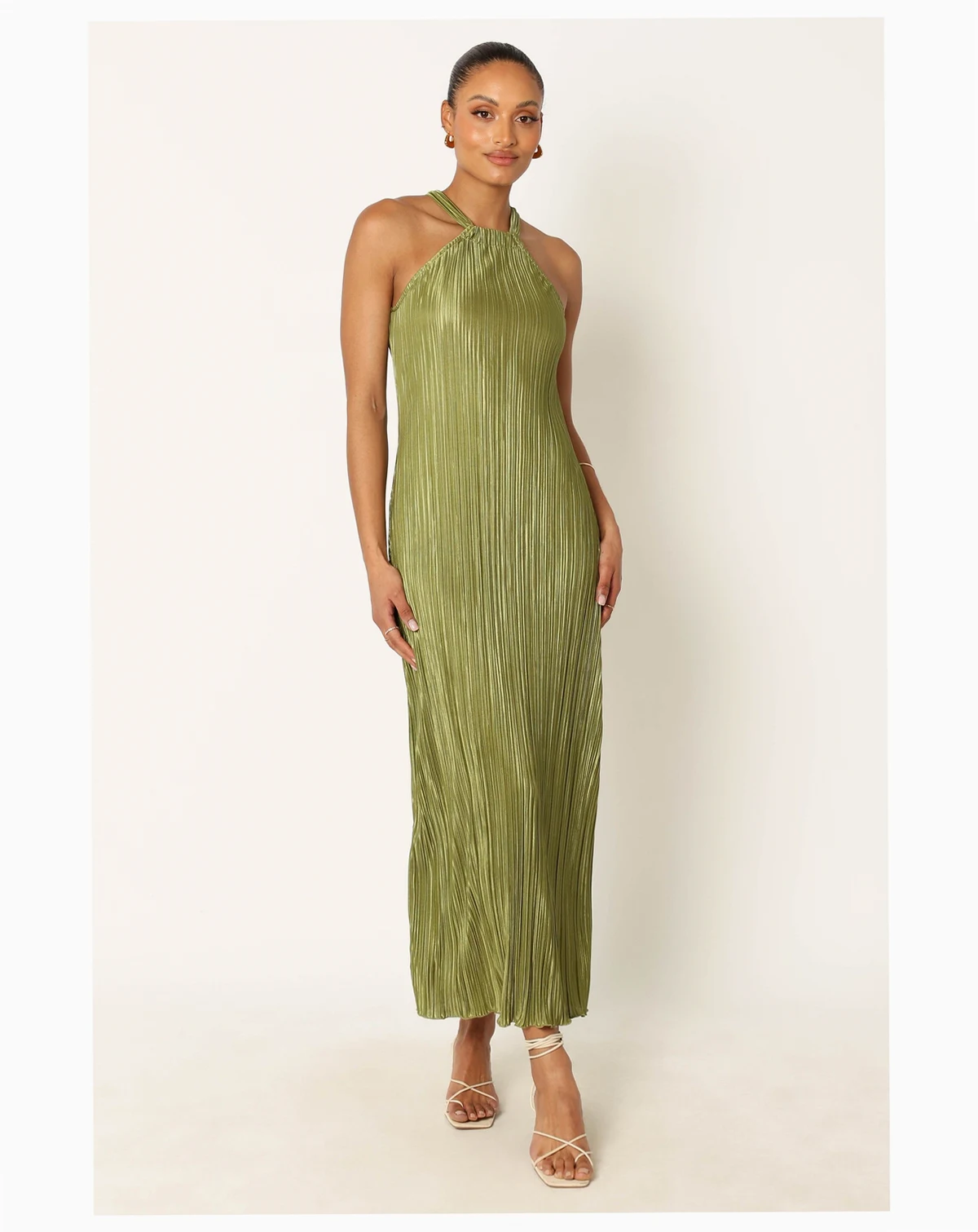 Womens Melody Plisse Halter Maxi Dress