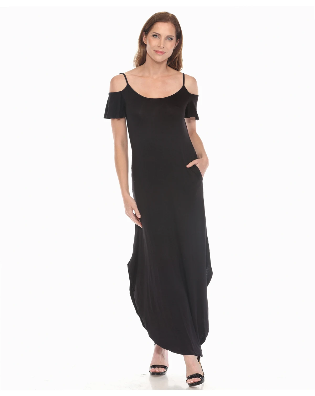 Women's Cold Shoulder Full Length Maxi Dress
