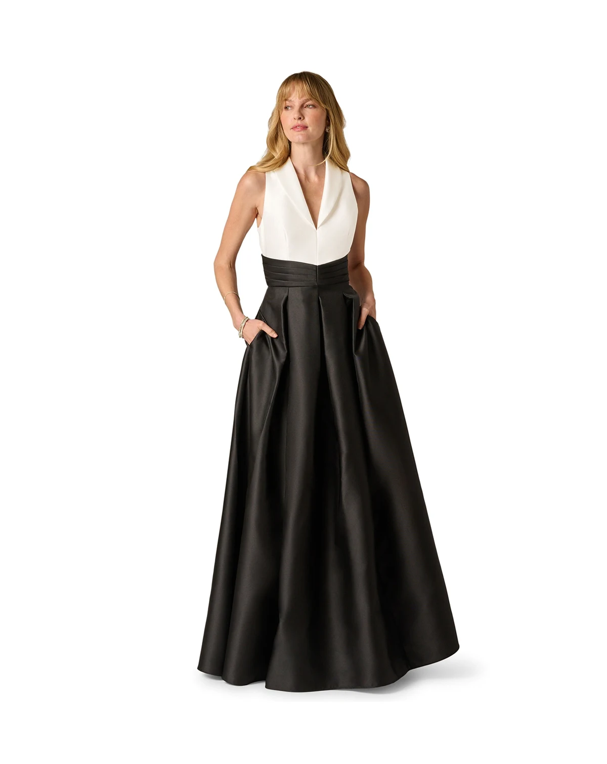 Women's Colorblock V-Neck Gown