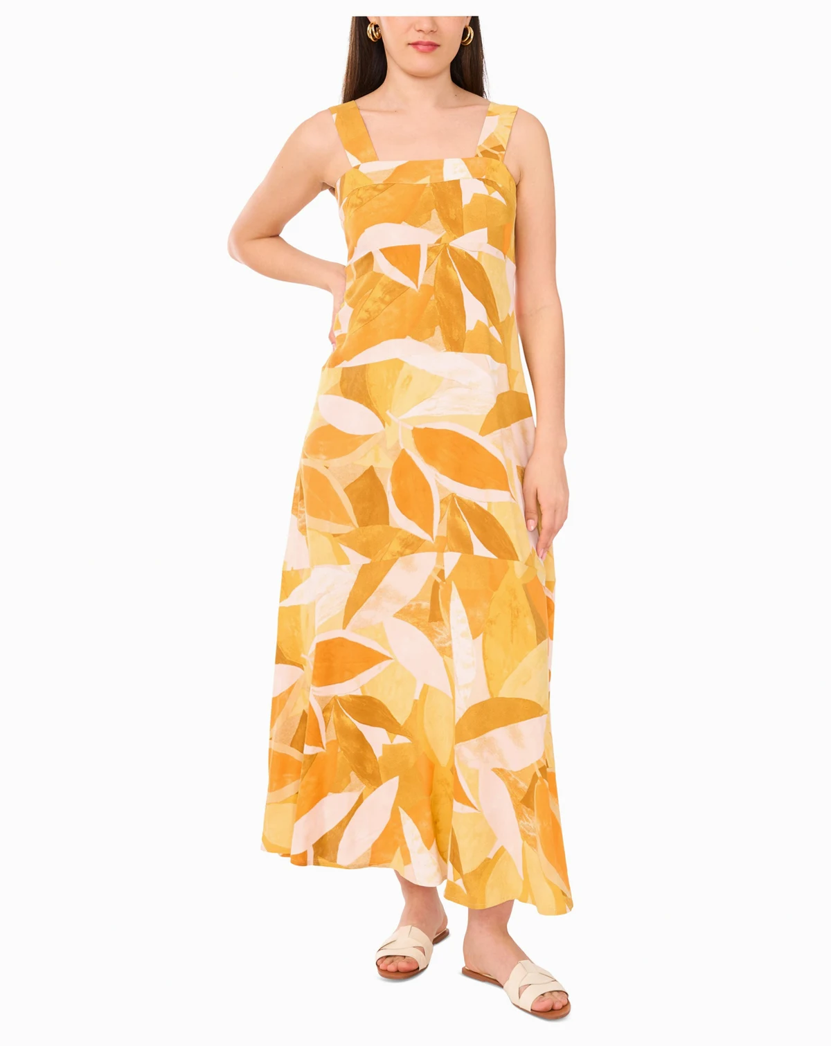 Women's Square-Neck Smocked-Back Sleeveless Maxi Dress