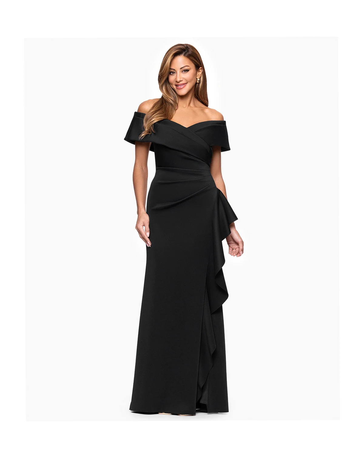 Women's Sweetheart Neck Side Ruffle Off-The-Shoulder Long Dress