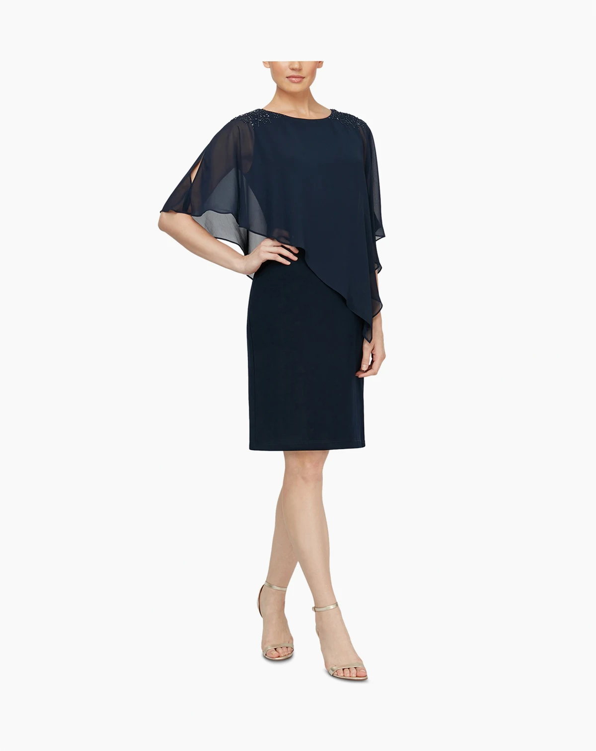 Women's Embellished Overlay Shift Dress