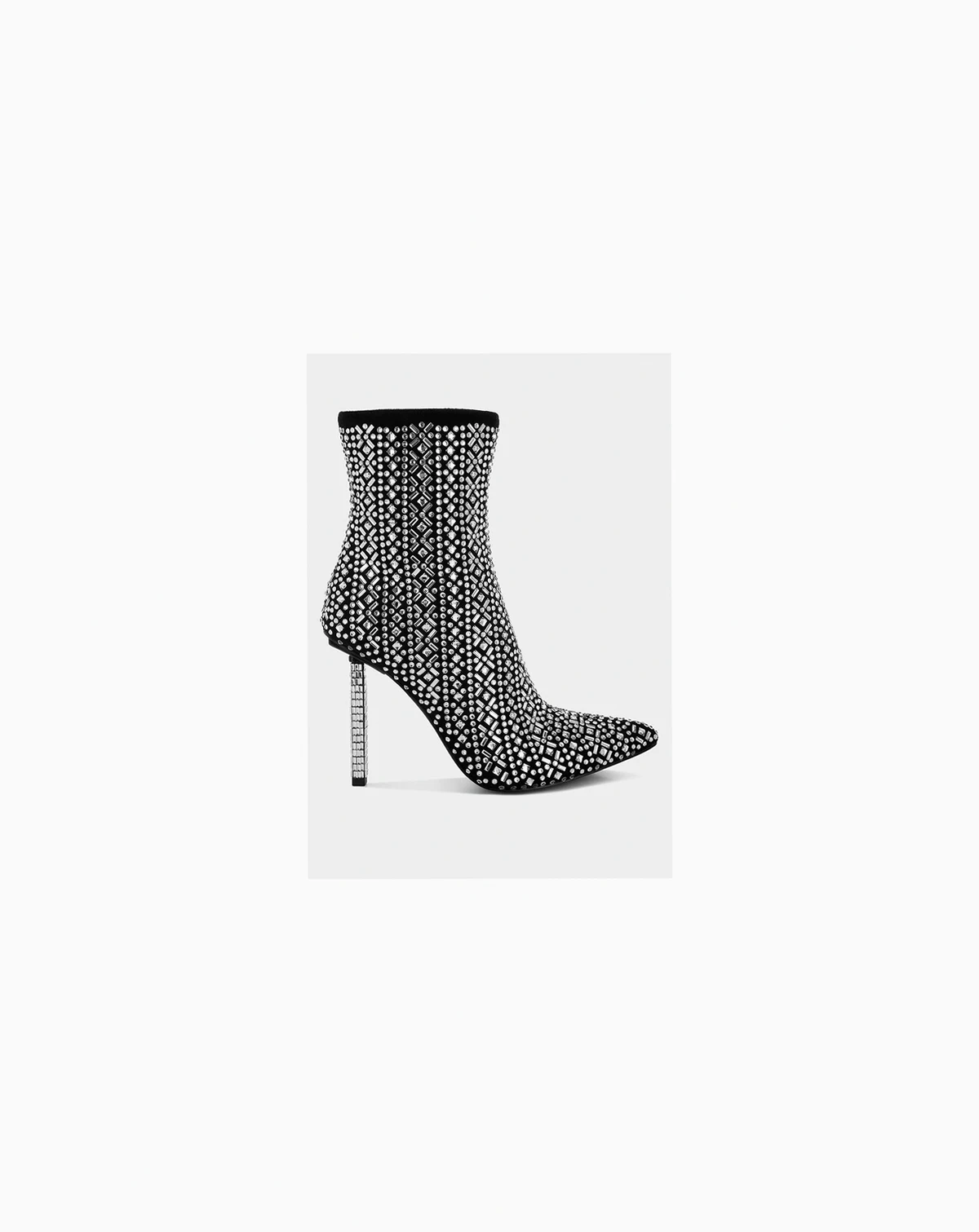 Womens Gem Blaze Patterned Rhinestones Detail Stiletto Boots