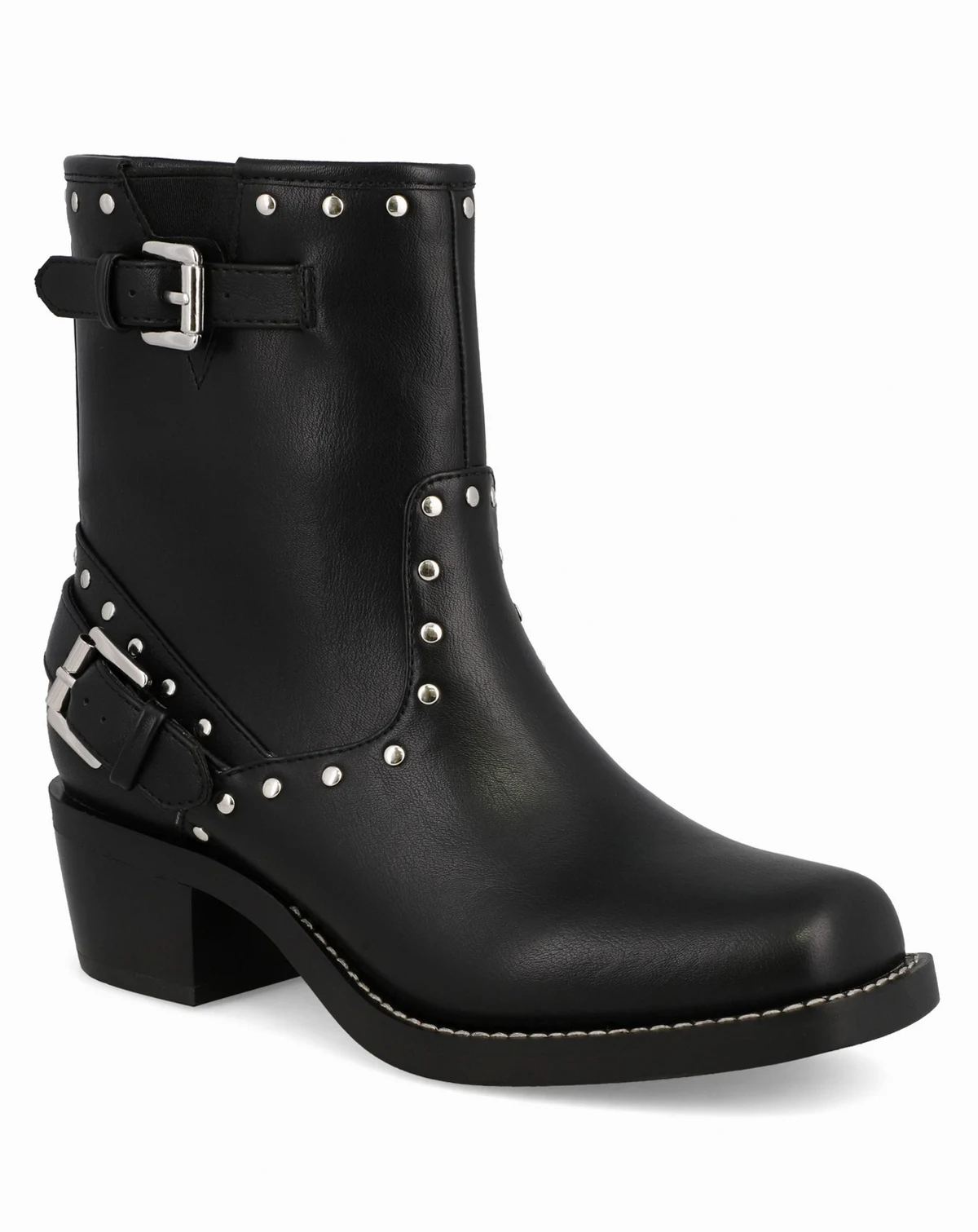 Women's Delores Square Toe Studded Buckle Booties