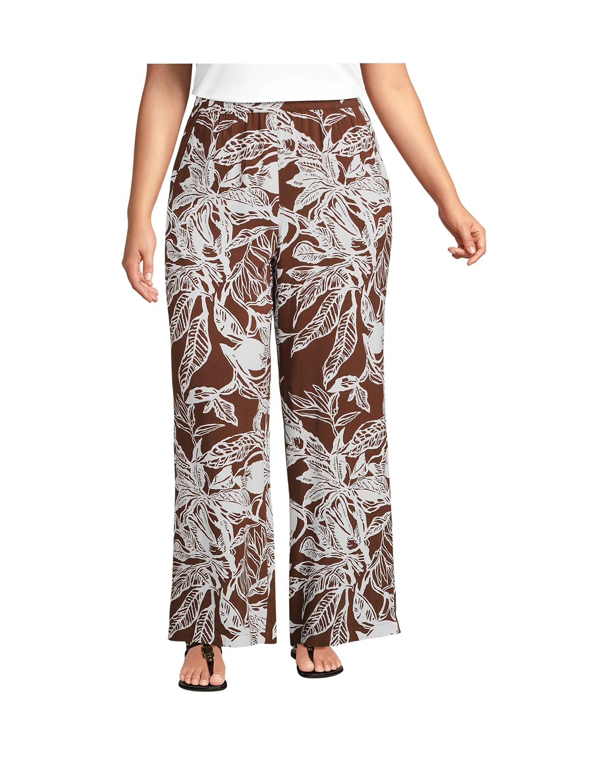 Women's Plus Size Rayon High Rise Wide Leg Pants - Set Bottom