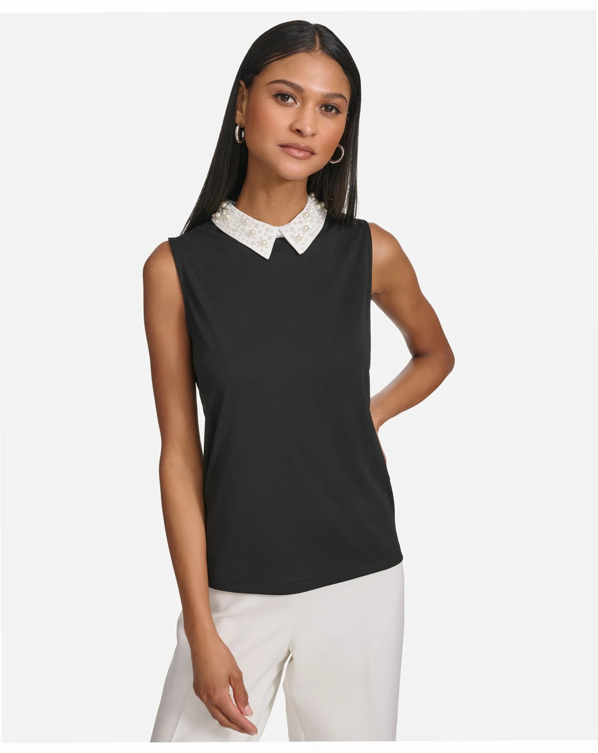Women's Embellished Collar Sleeveless Blouse