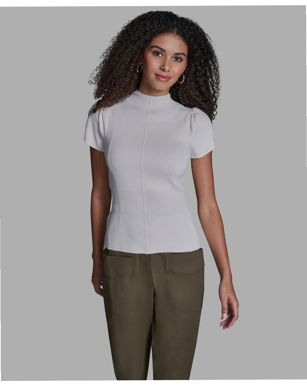 Women's Tulip Sleeve Cinch Waist Pull-On Top