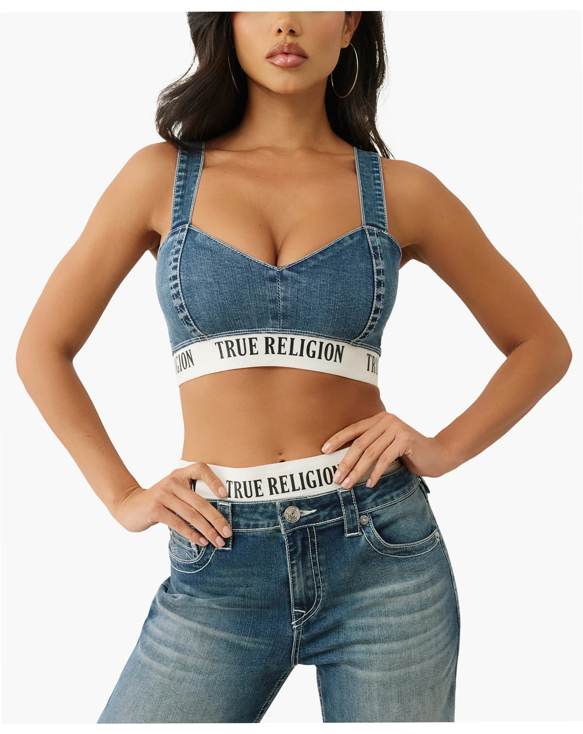Women's Elastic Band Denim Bra Top