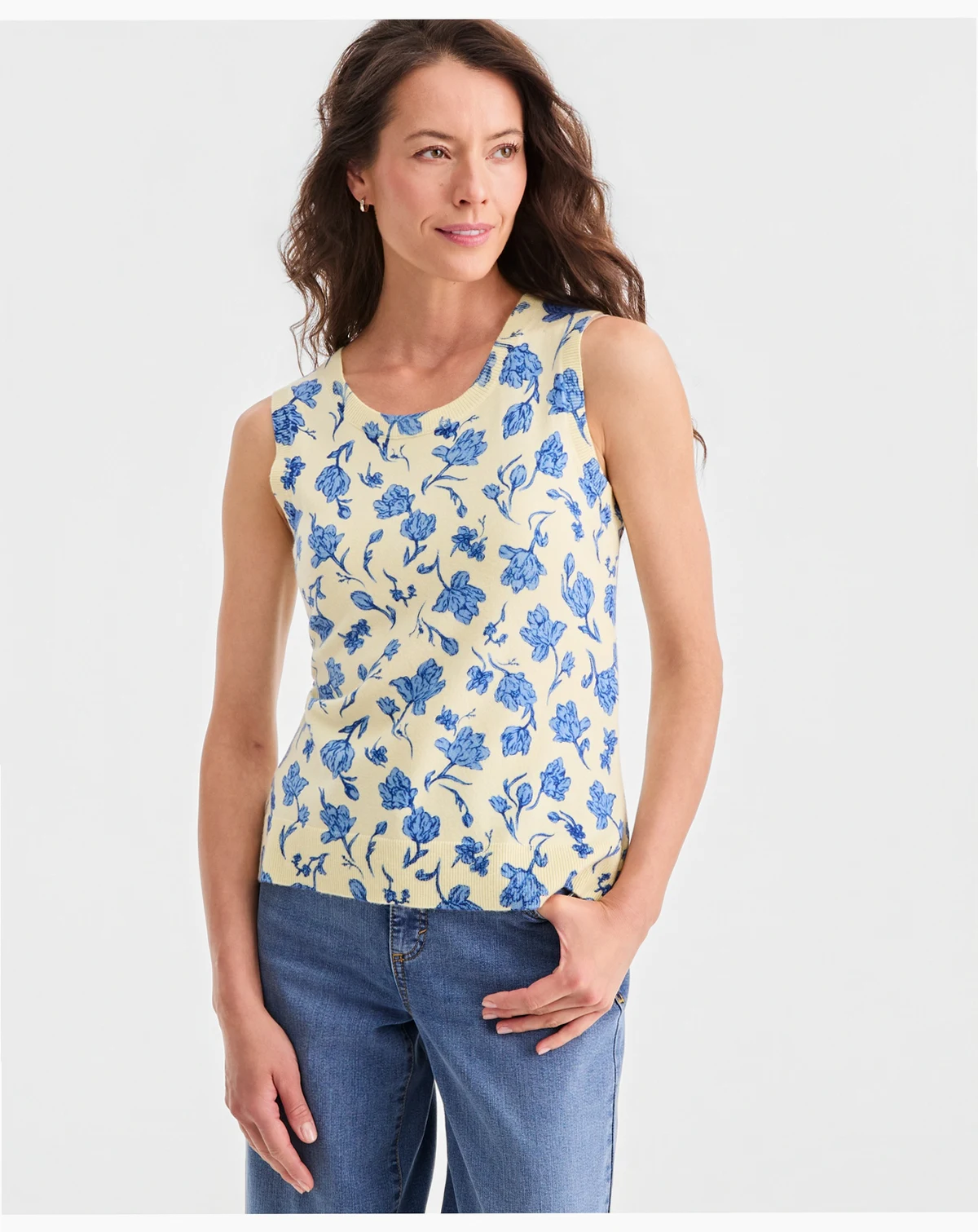 Women's Printed Sleeveless Sweater Tank, Macy's Exclusive