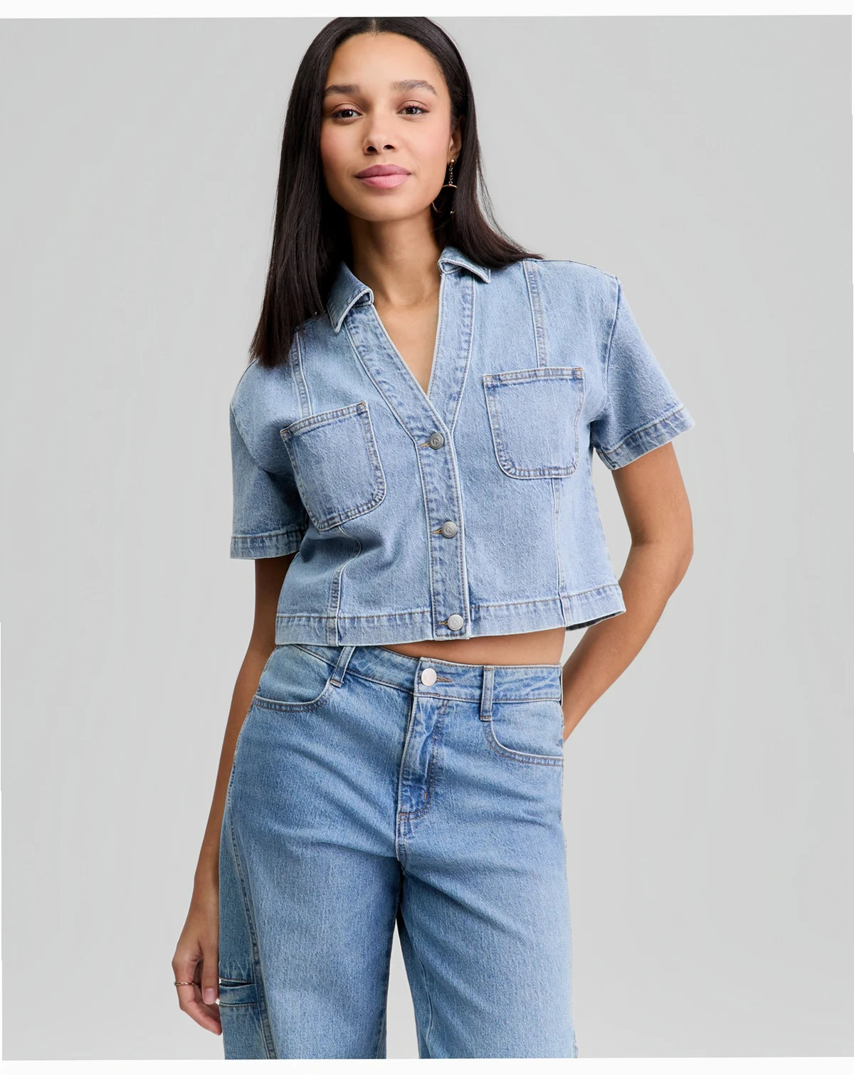 Women's Patchwork Denim Shirt, Macy's Exclusive