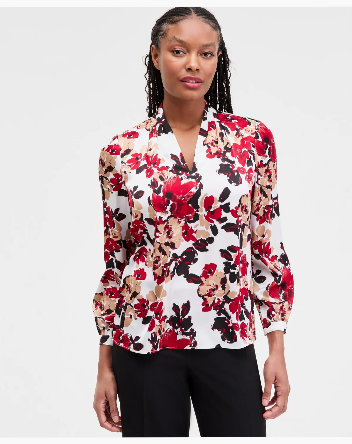 Women's Printed Pleated-Shoulder Top, Regular & Petite