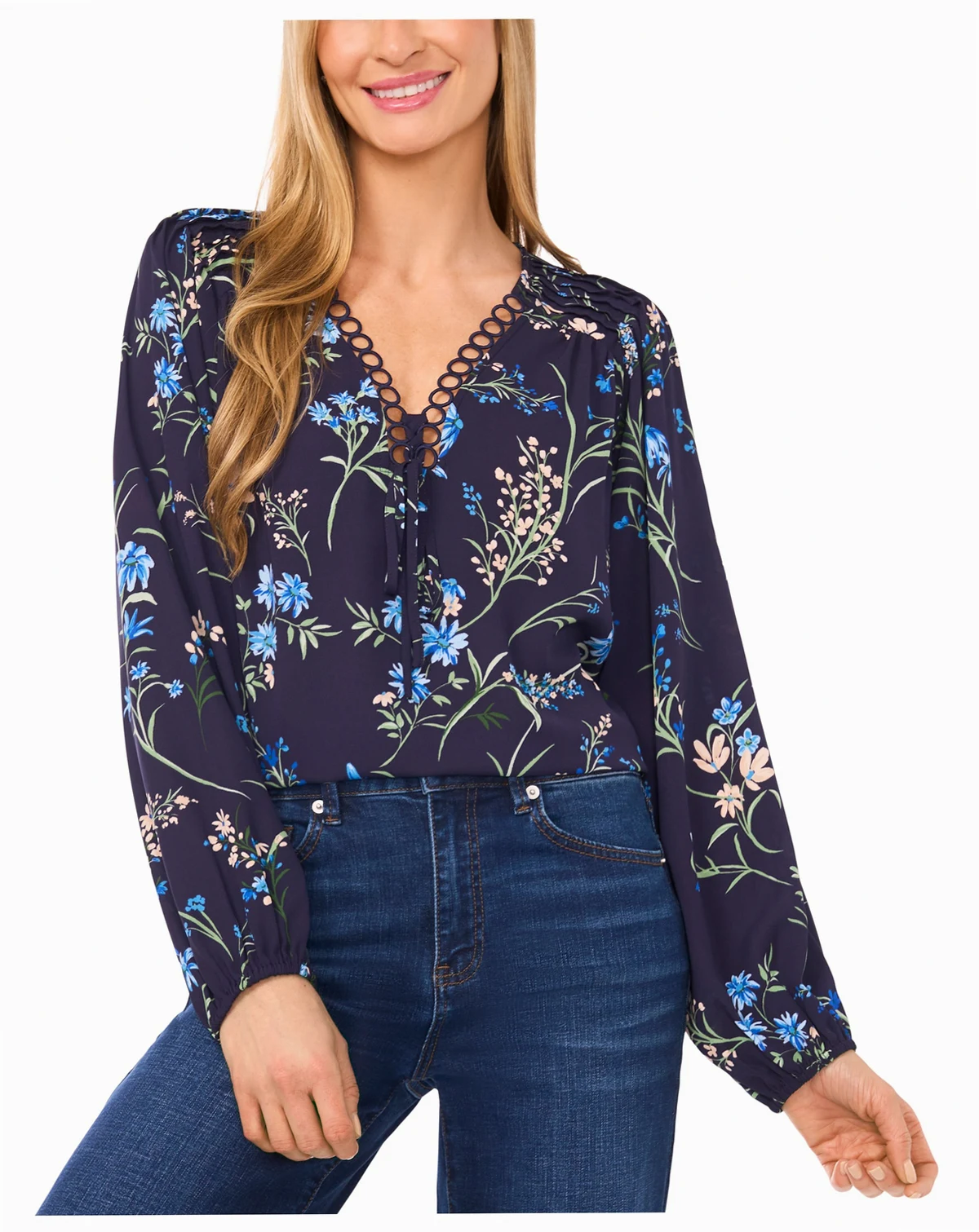Women's V-Neck Long-Sleeve Top