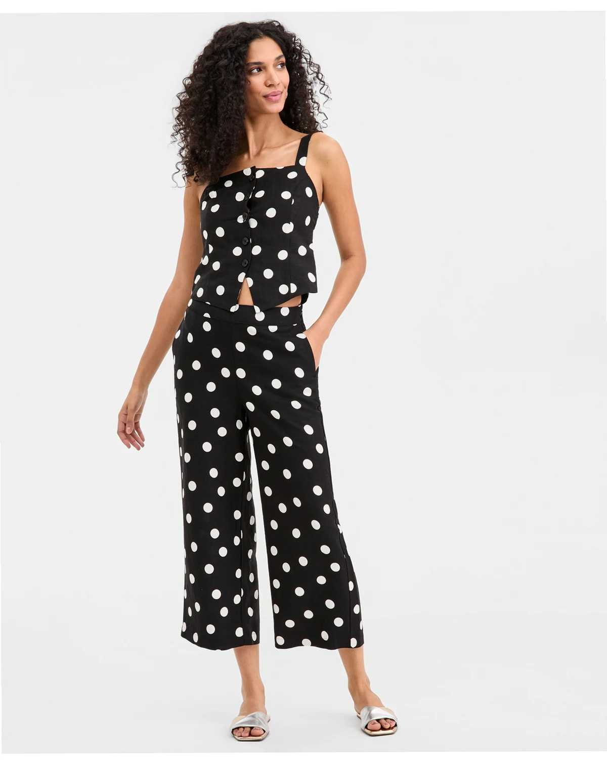 Women's Polka Dot Button-Front Tank, Macy's Exclusive