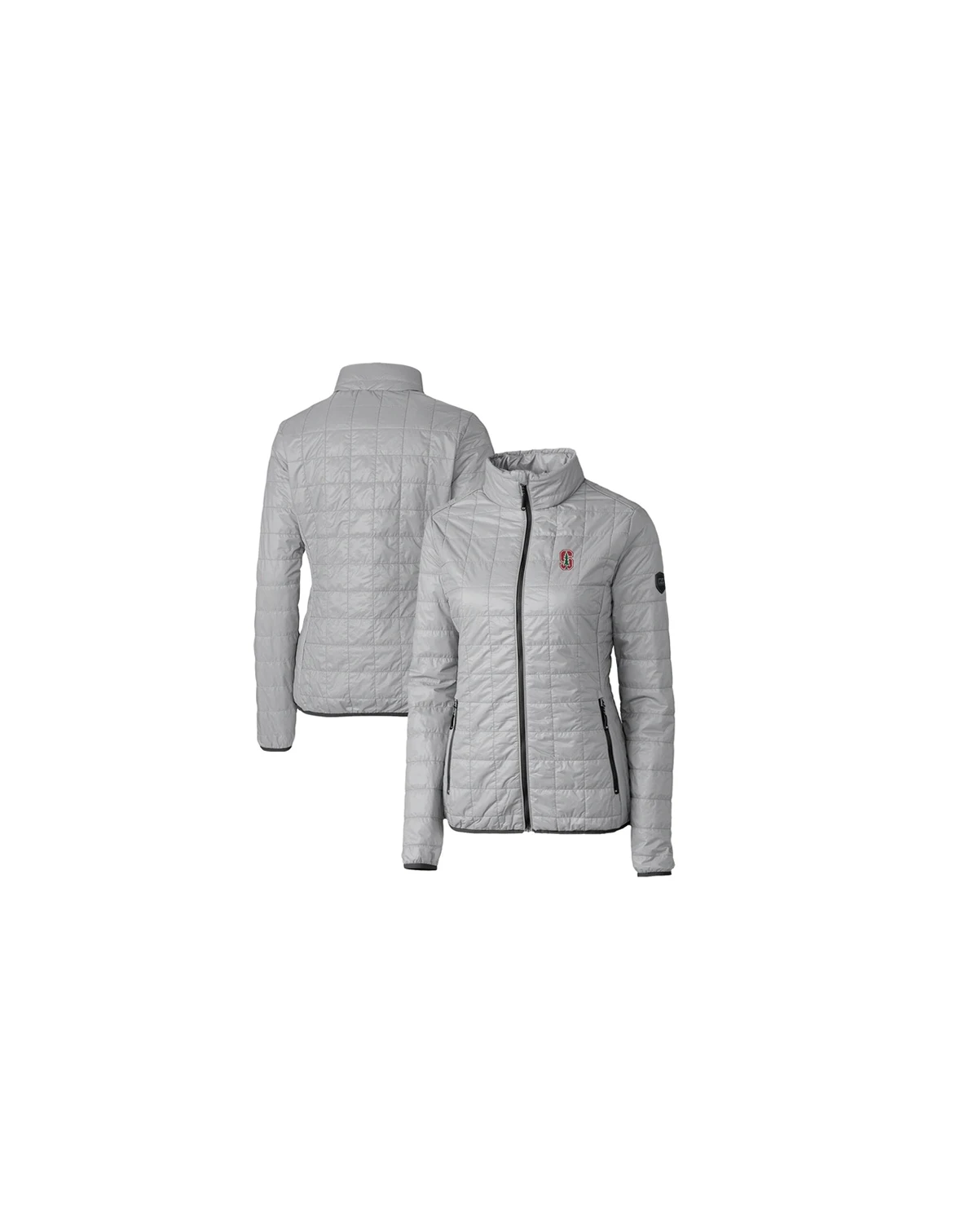 Women's Gray Stanford Cardinal Rainier Eco Insulated Puffer Full-Zip Jacket