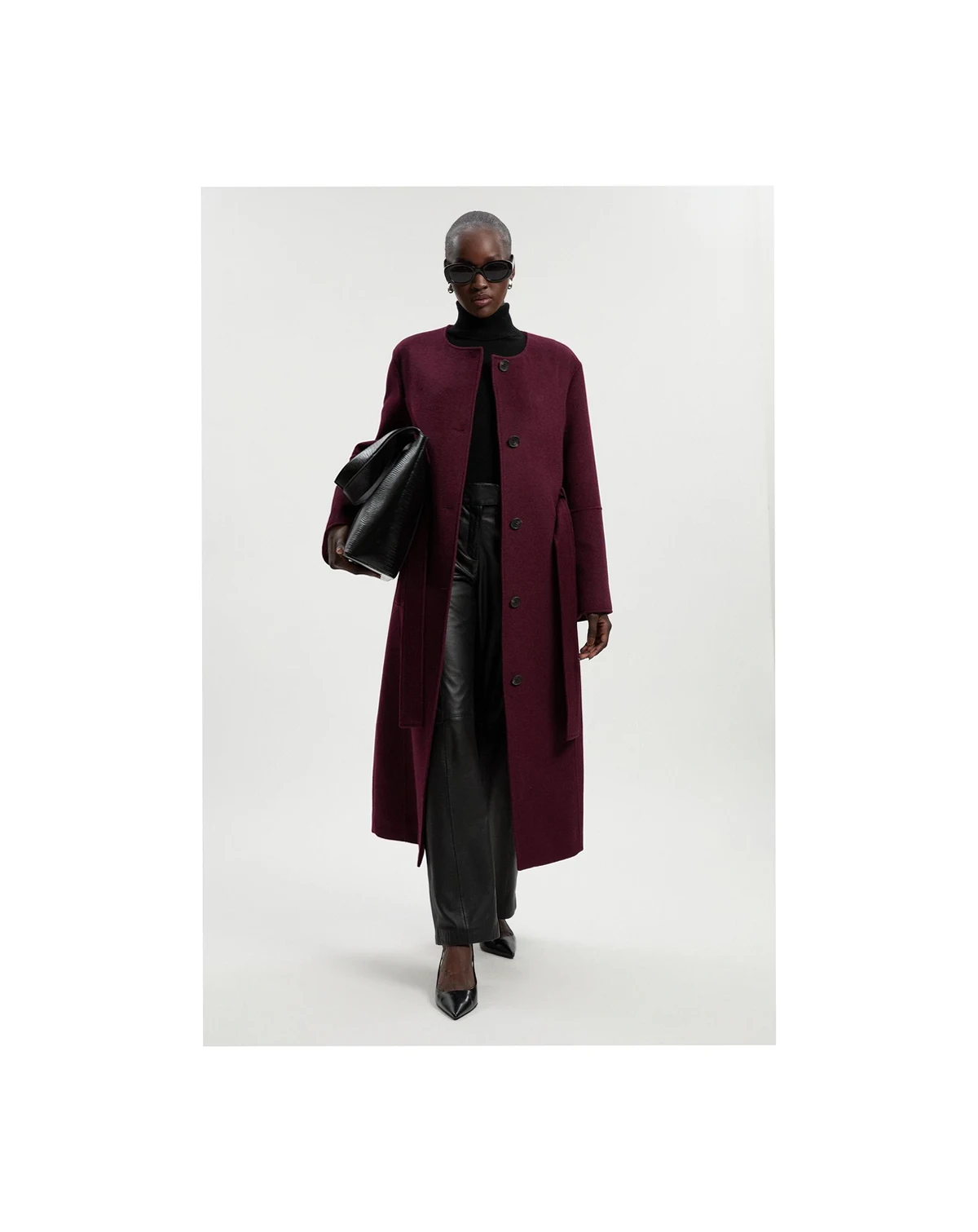 Women's Wool Single Breasted Belted Maxi Coat