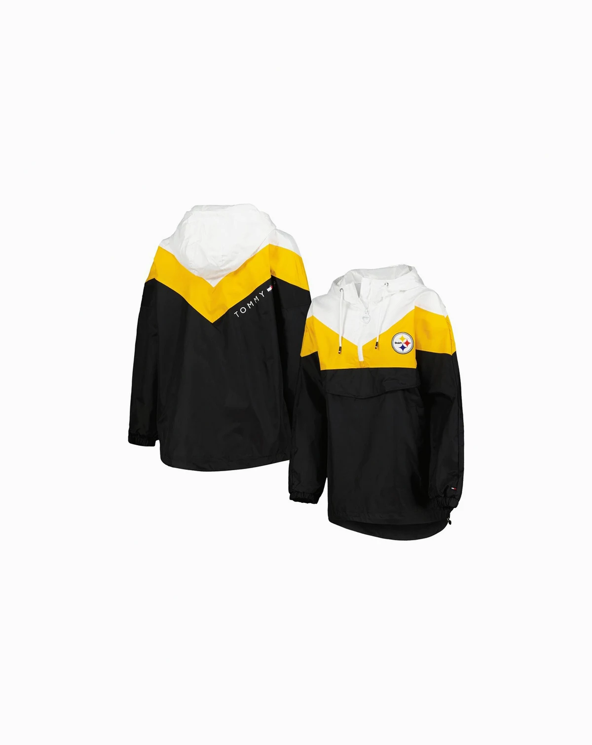Women's White, Gold Pittsburgh Steelers Staci Half-Zip Hoodie Windbreaker Jacket