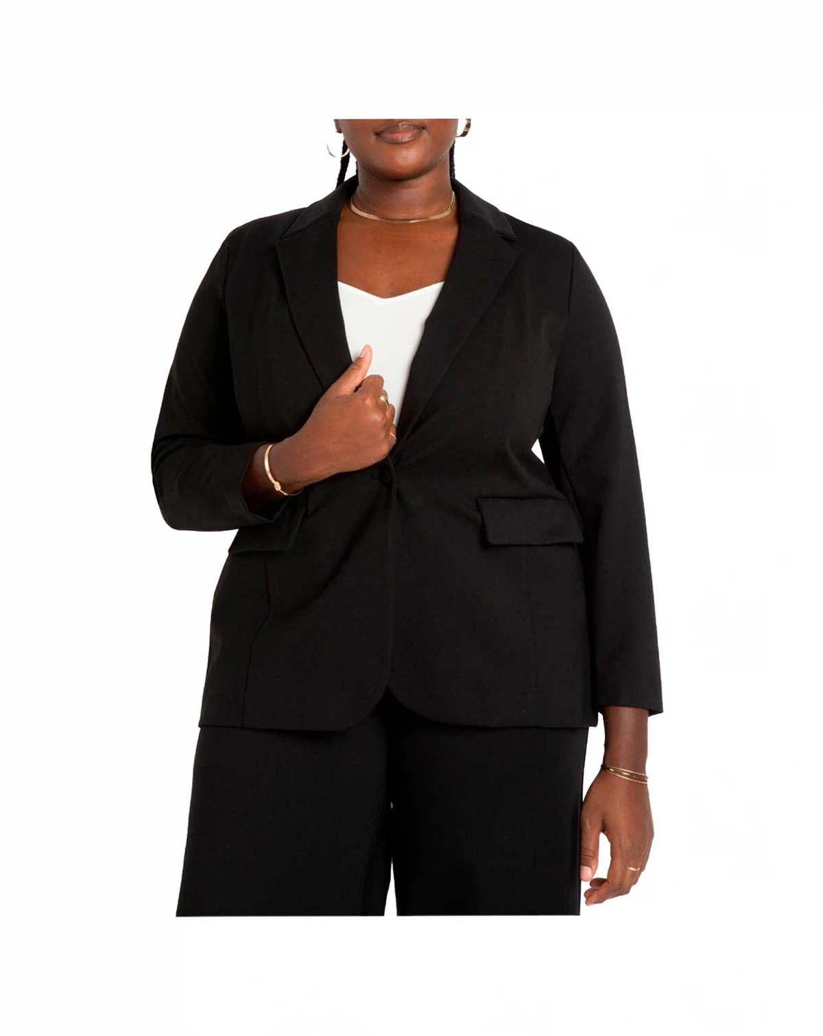 Women's Plus Size The Ultimate Stretch Long One Button Blazer