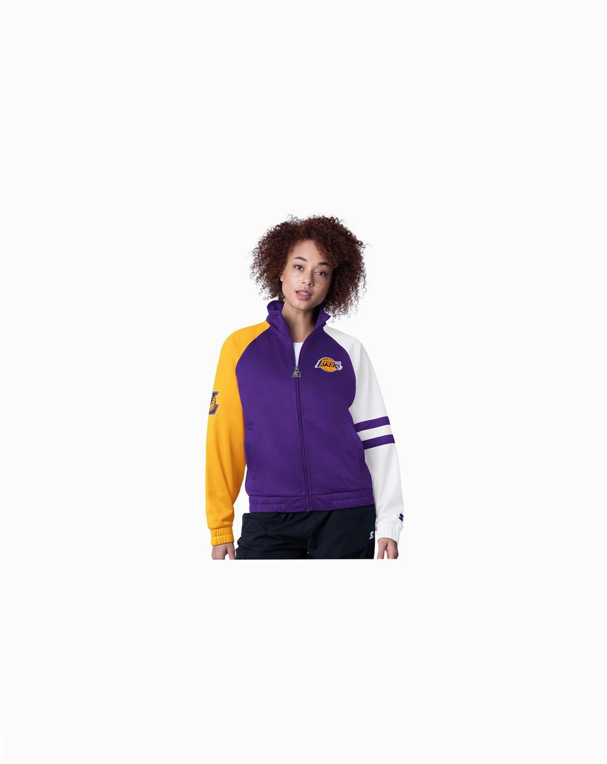 Women's Purple Los Angeles Lakers Line Up Dolman Raglan Full-Zip Track Jacket
