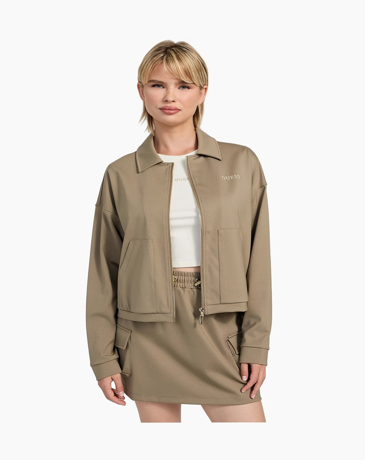 Women's Carla Collared Zip-Front Cropped Jacket