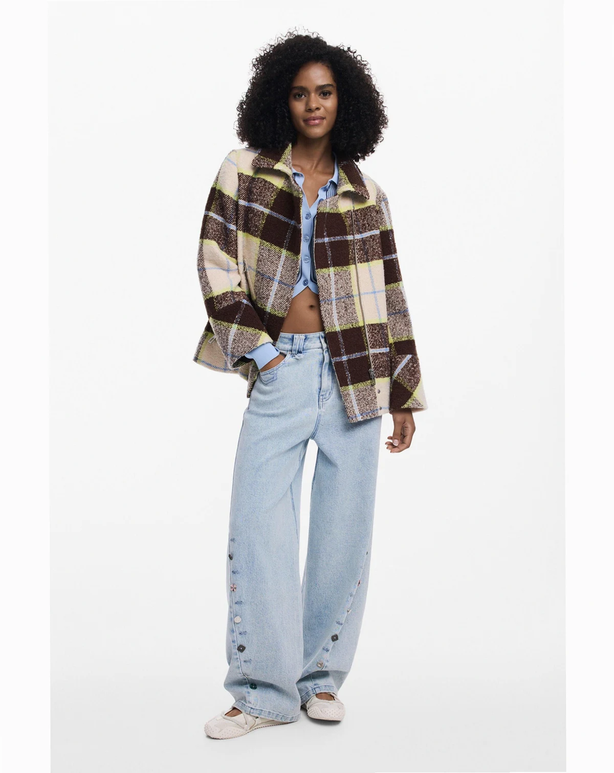 Women's Checked short double-breasted coat