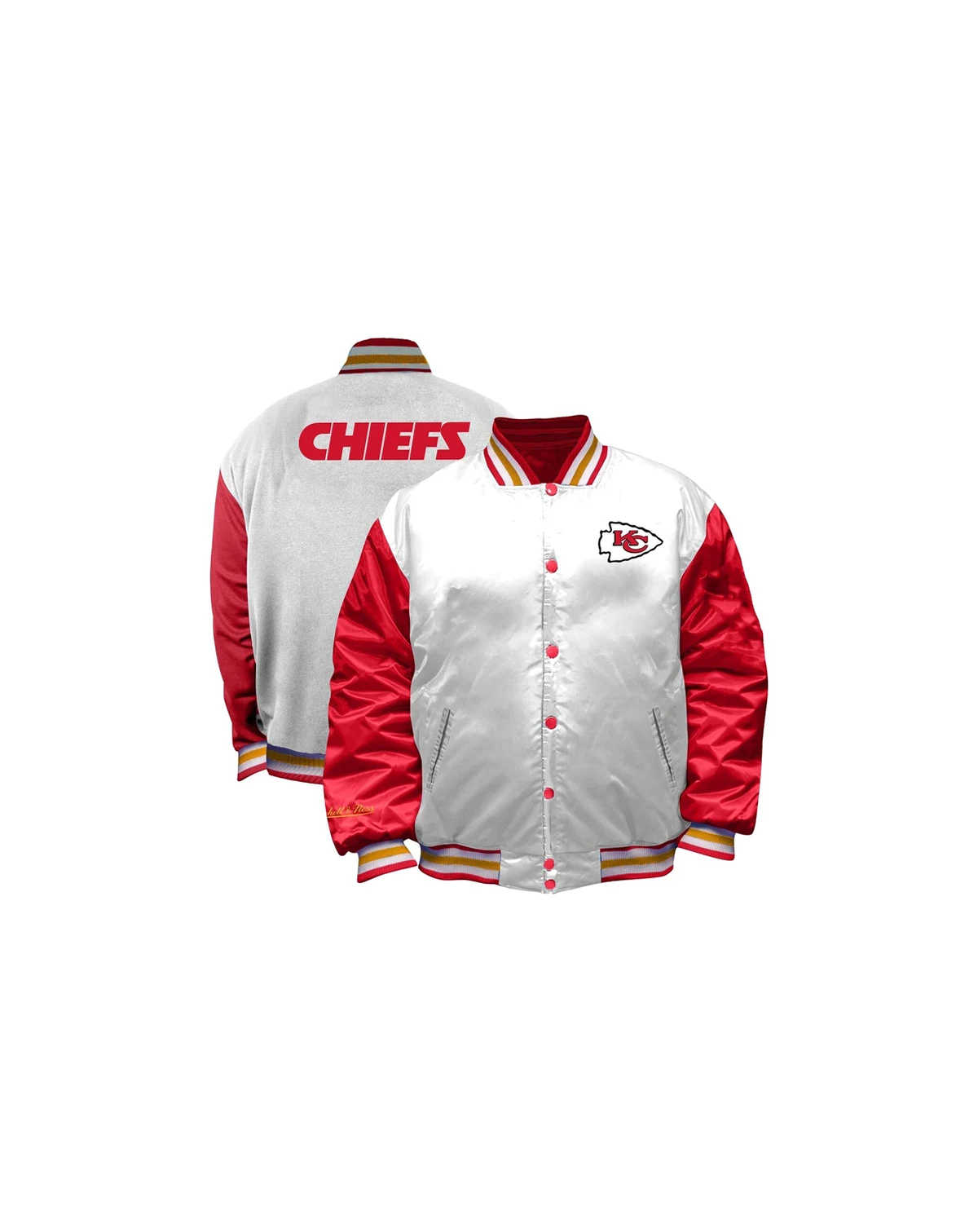 Women's White Kansas City Chiefs Plus Size Full-Snap Satin Jacket