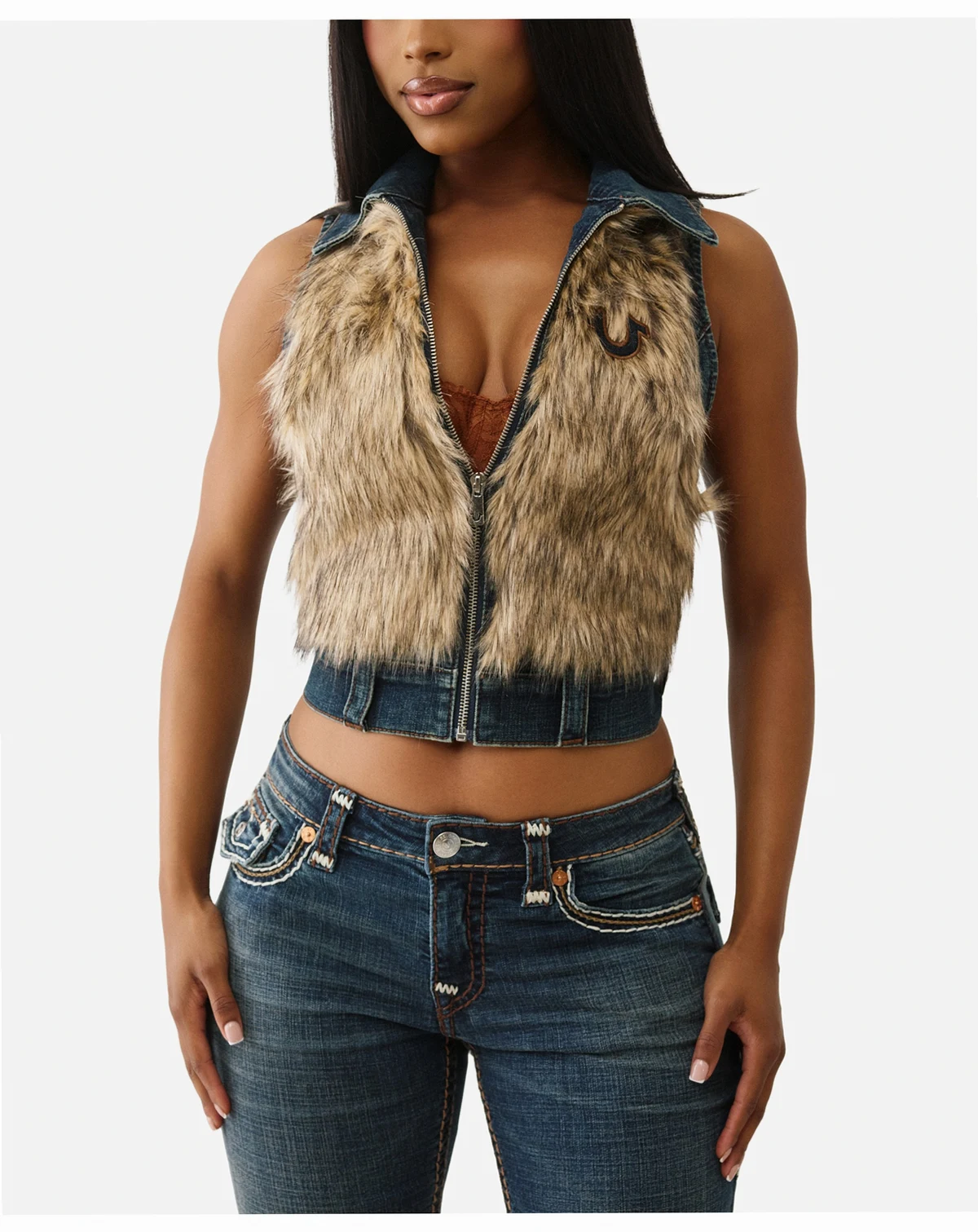 Women's Fur Denim Vest