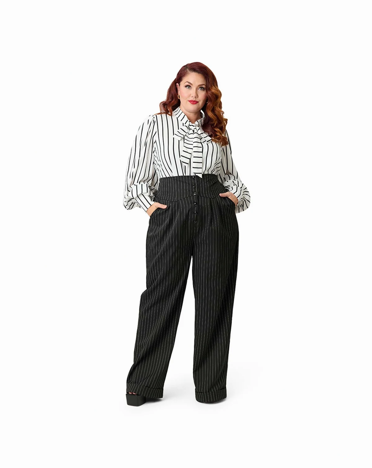 Plus Size High Waist Women's Trouser