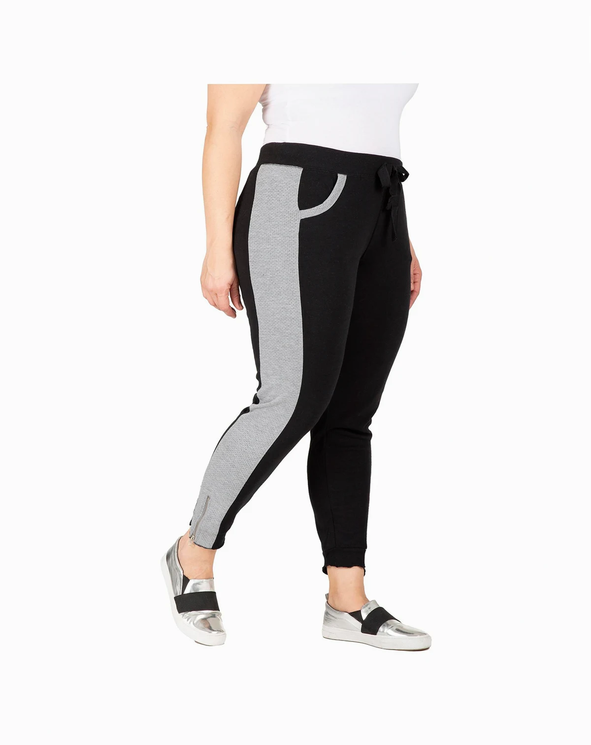 Women's Plus Size French Terry Contrast Side Panel Jogger Pants