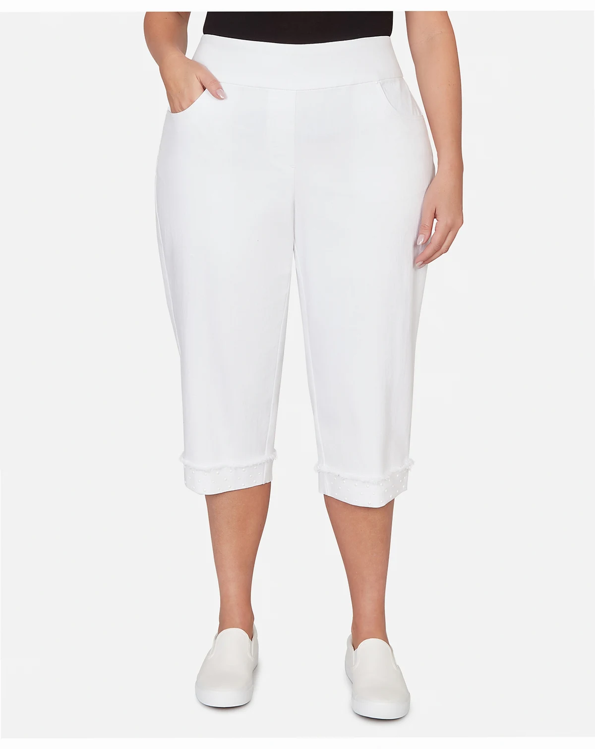 Plus Size Port Side Pearl Denim Super Stretch Capri Pants