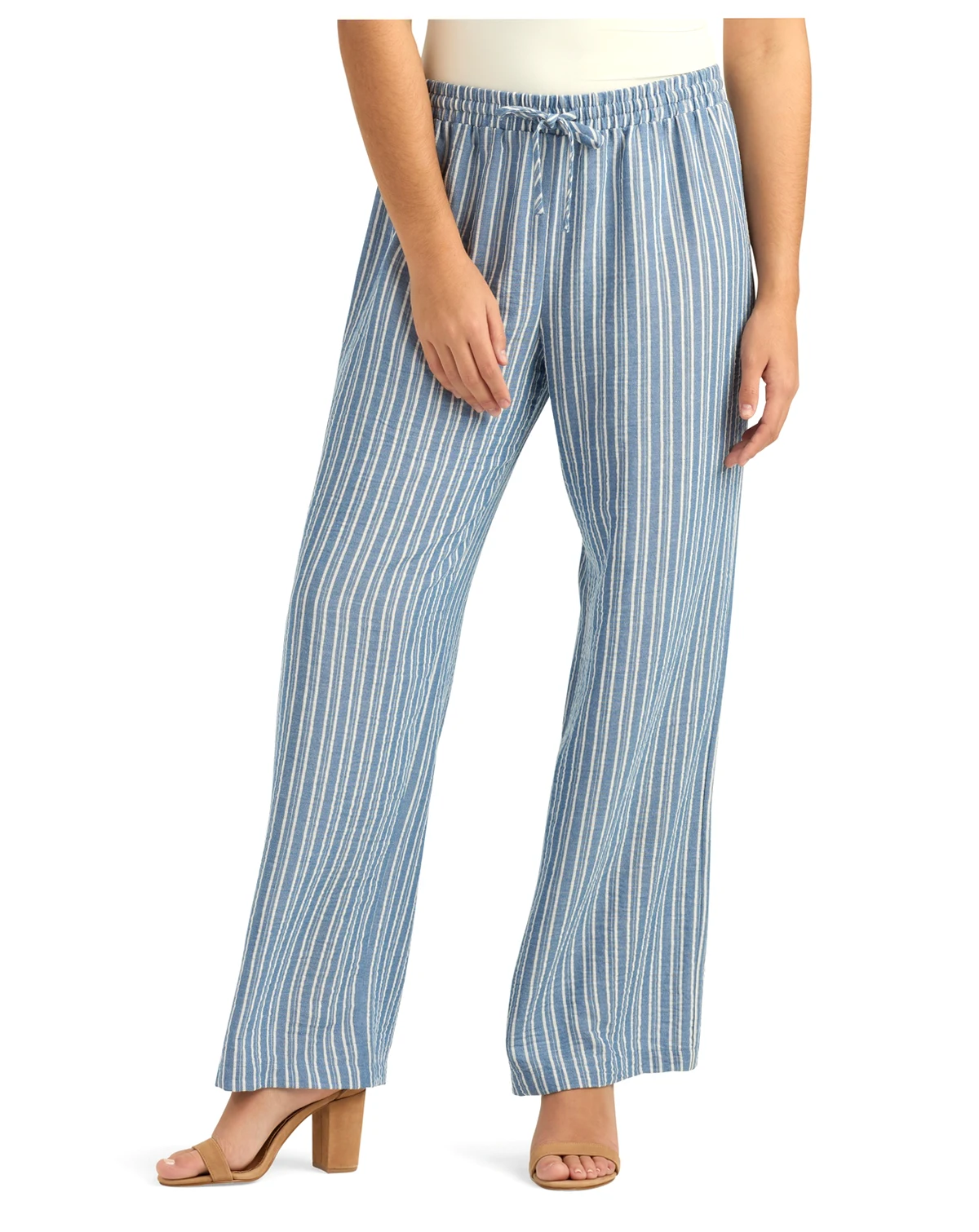 Juniors' Striped Wide-Leg Pull-On Pants