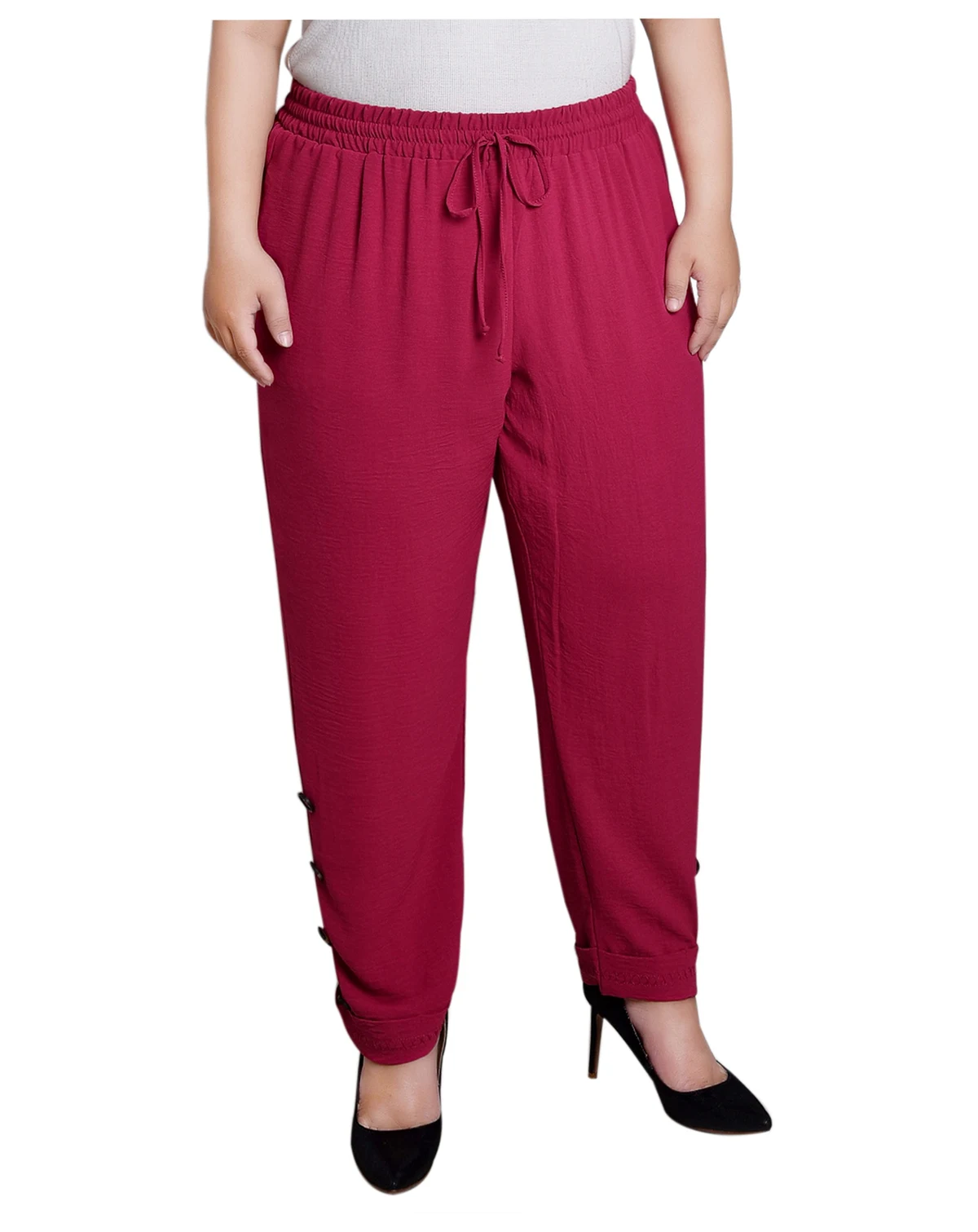 Plus Size Cuffed Long Pants
