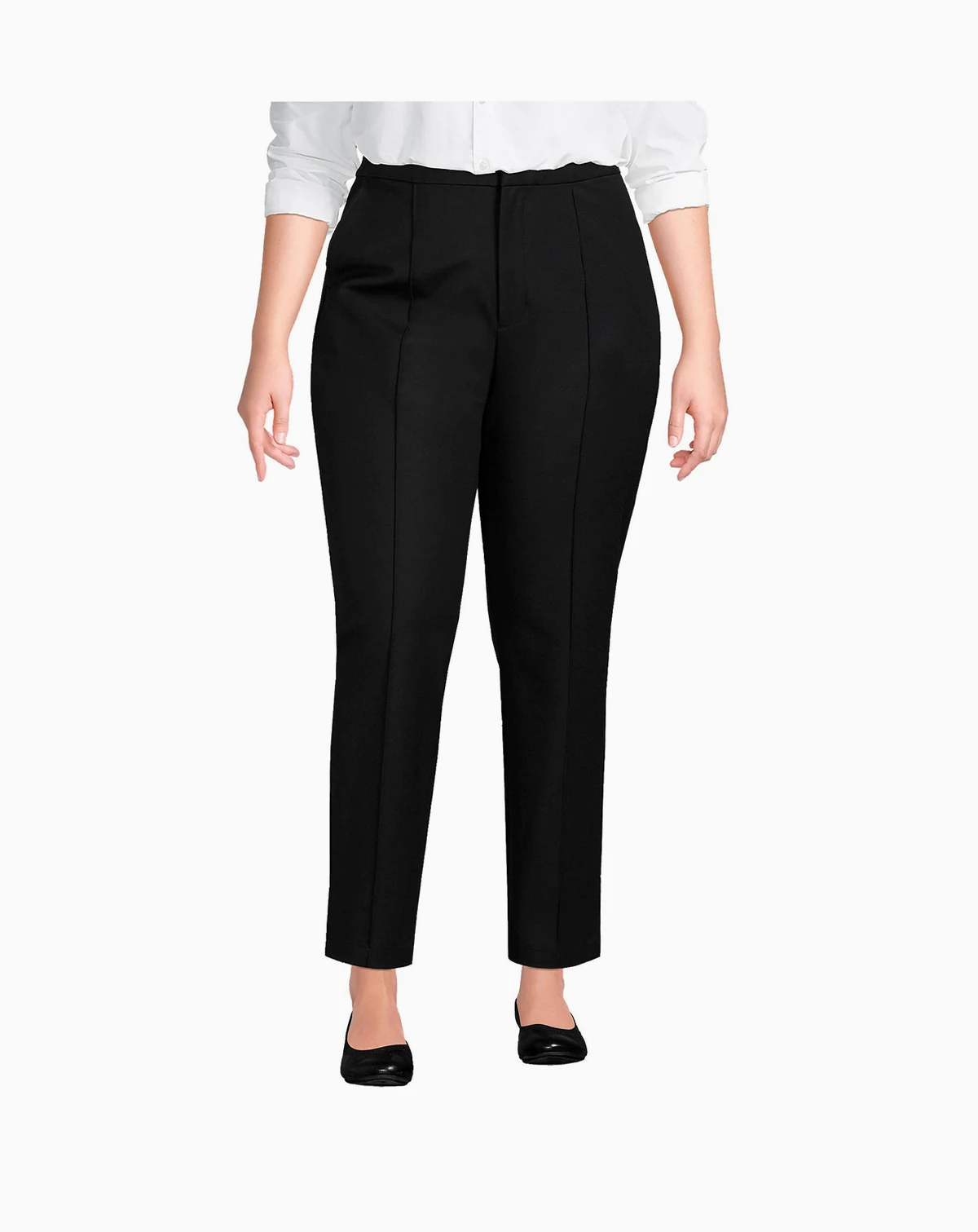 Women's Plus Size High Rise Bi Stretch Pintuck Pencil Ankle Pants