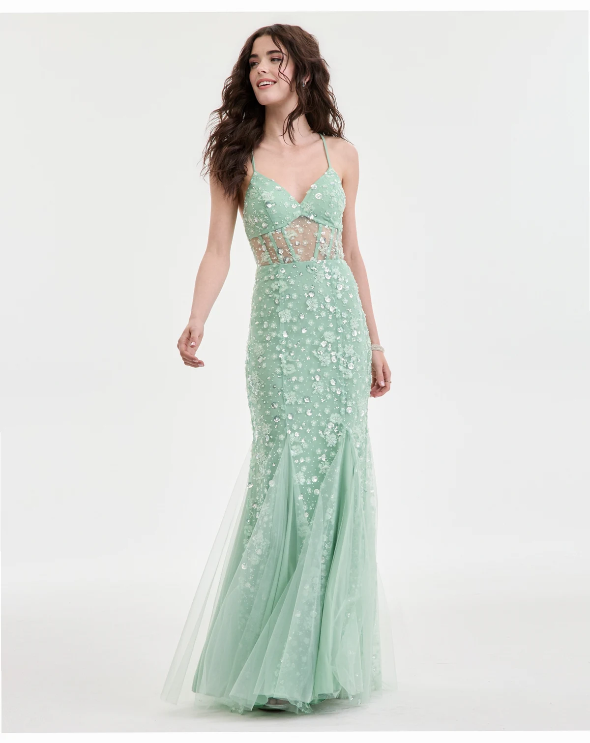 Juniors' Embellished Mermaid Sequin Gown, Created for Macy's