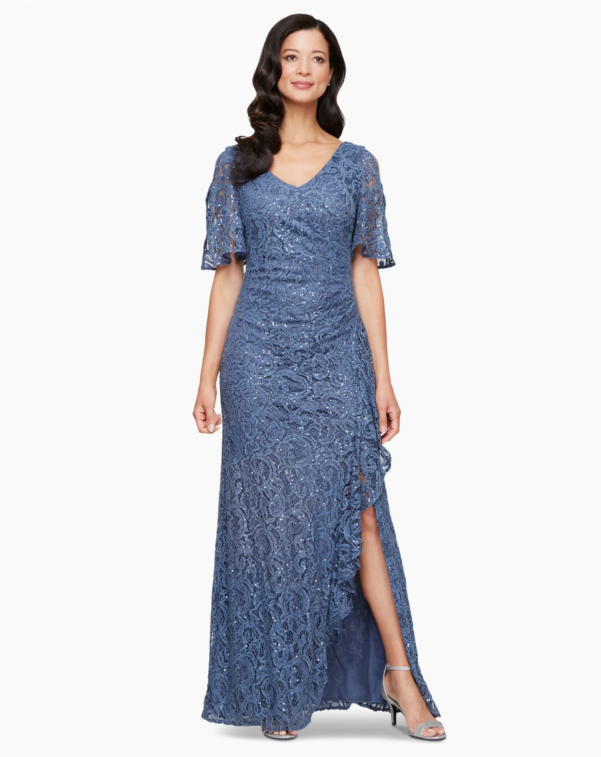 Women's Sequinned-Lace Cold-Shoulder Gown
