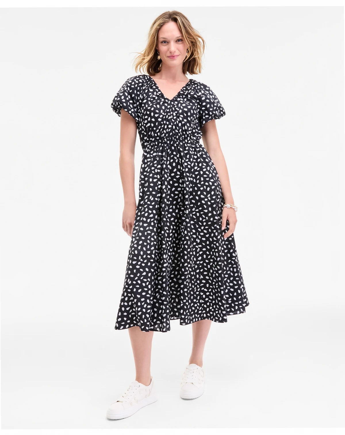 Women's Puff-Sleeve Midi Dress, Exclusively at Macy's