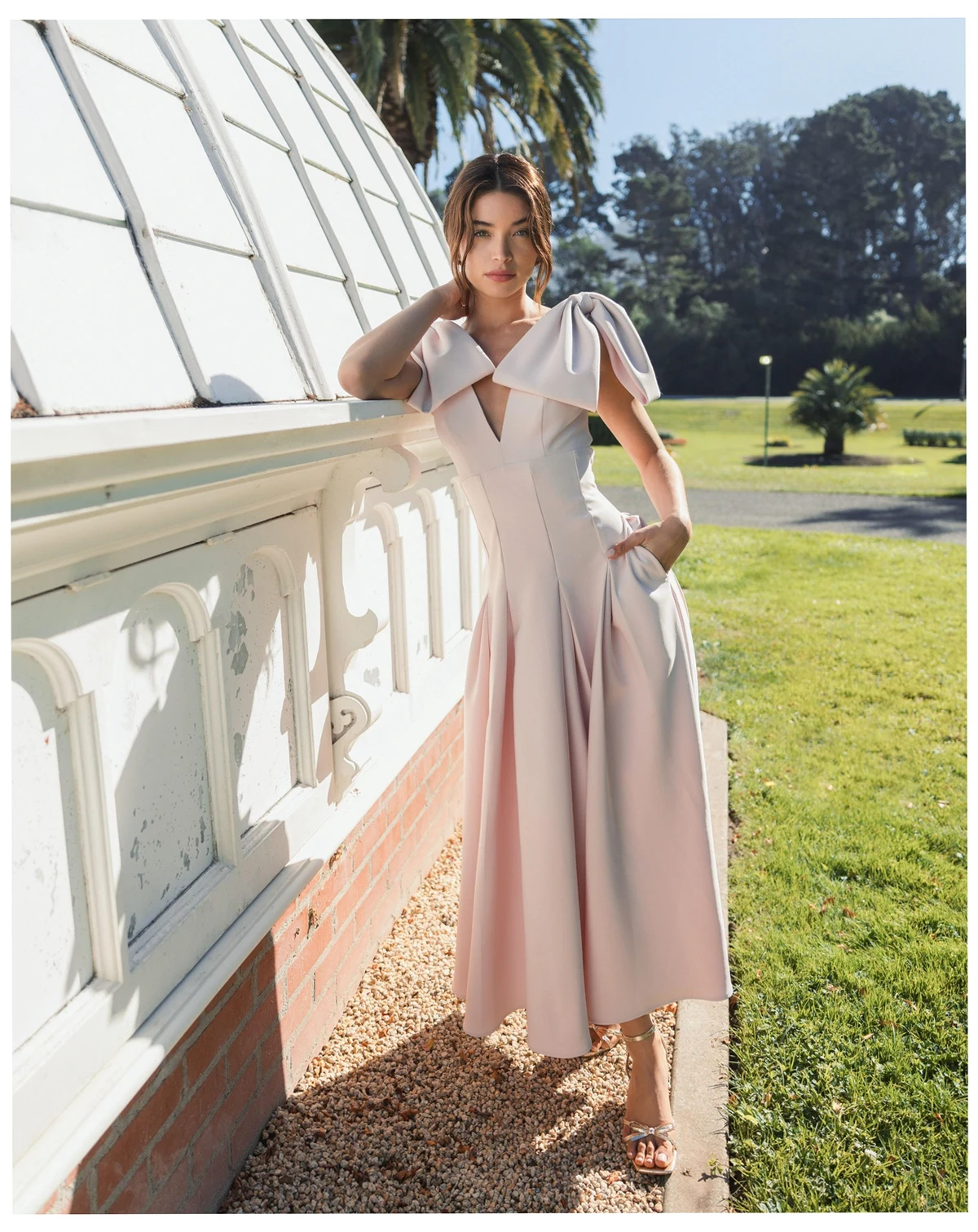 Women's Crepe A Line Midi Dress