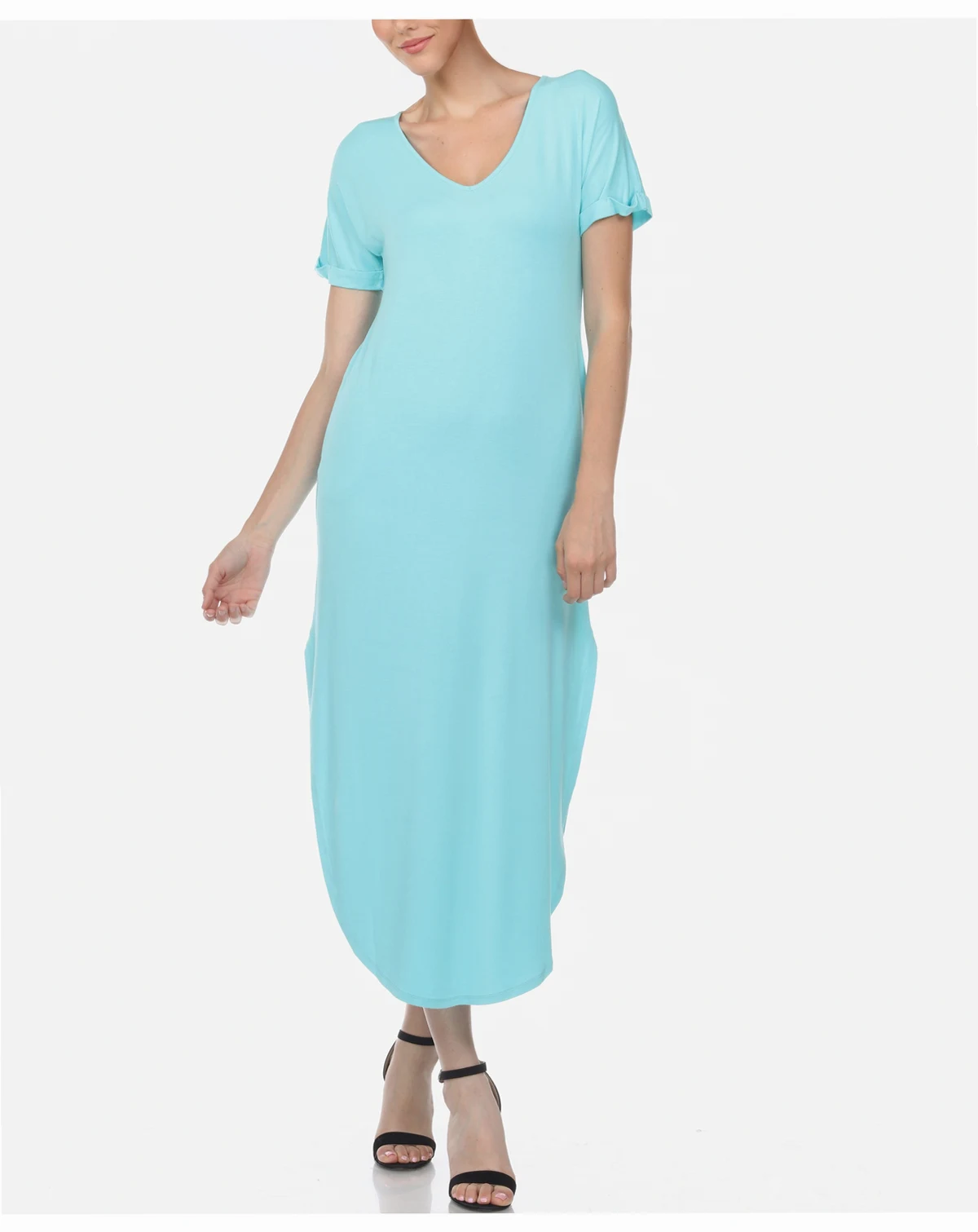 Women's Short Sleeve V-Neck Maxi Dress