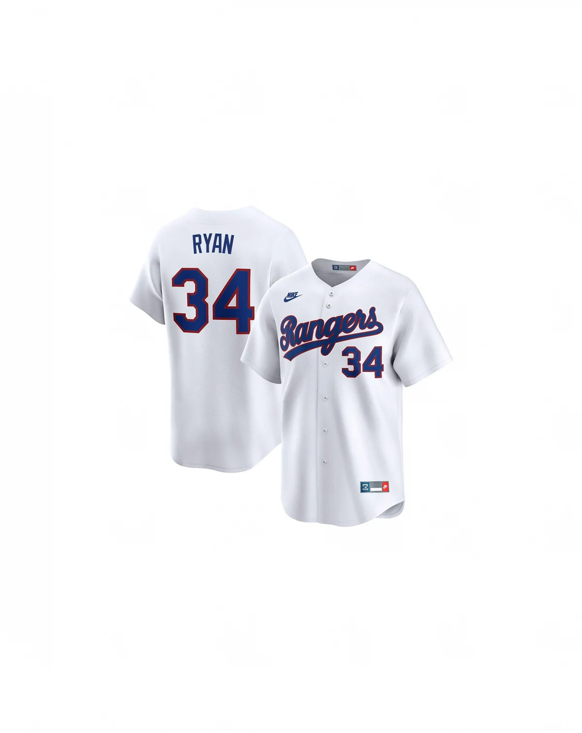 Men's Nolan Ryan White Texas Rangers Throwback Cooperstown Collection Limited Jersey