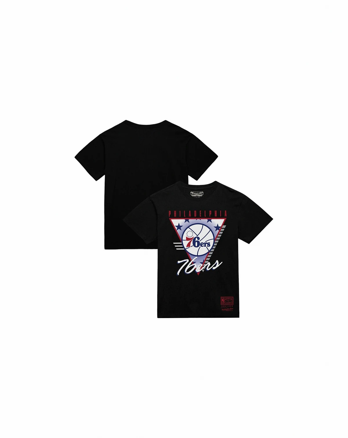 Men's Black Philadelphia 76ers Worldwide Collection Tri-Logo T-Shirt