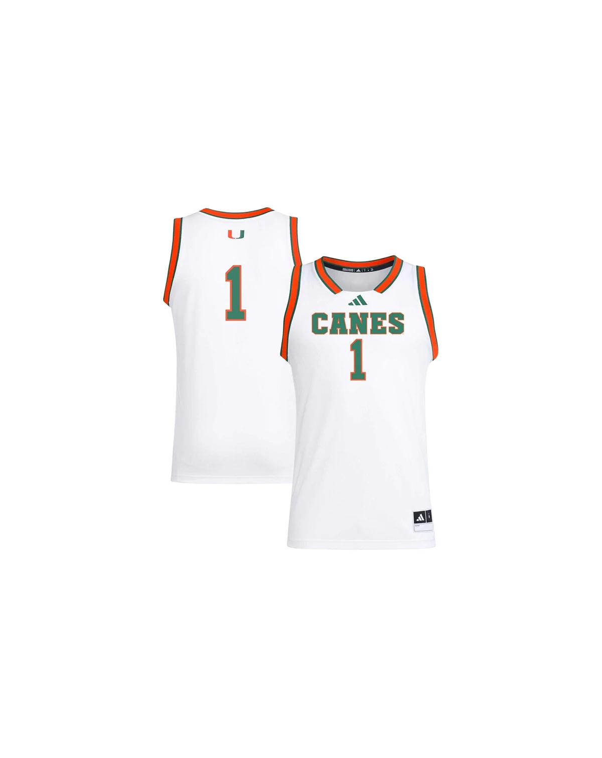 Men's 1 White Miami Hurricanes Replica Swingman Jersey