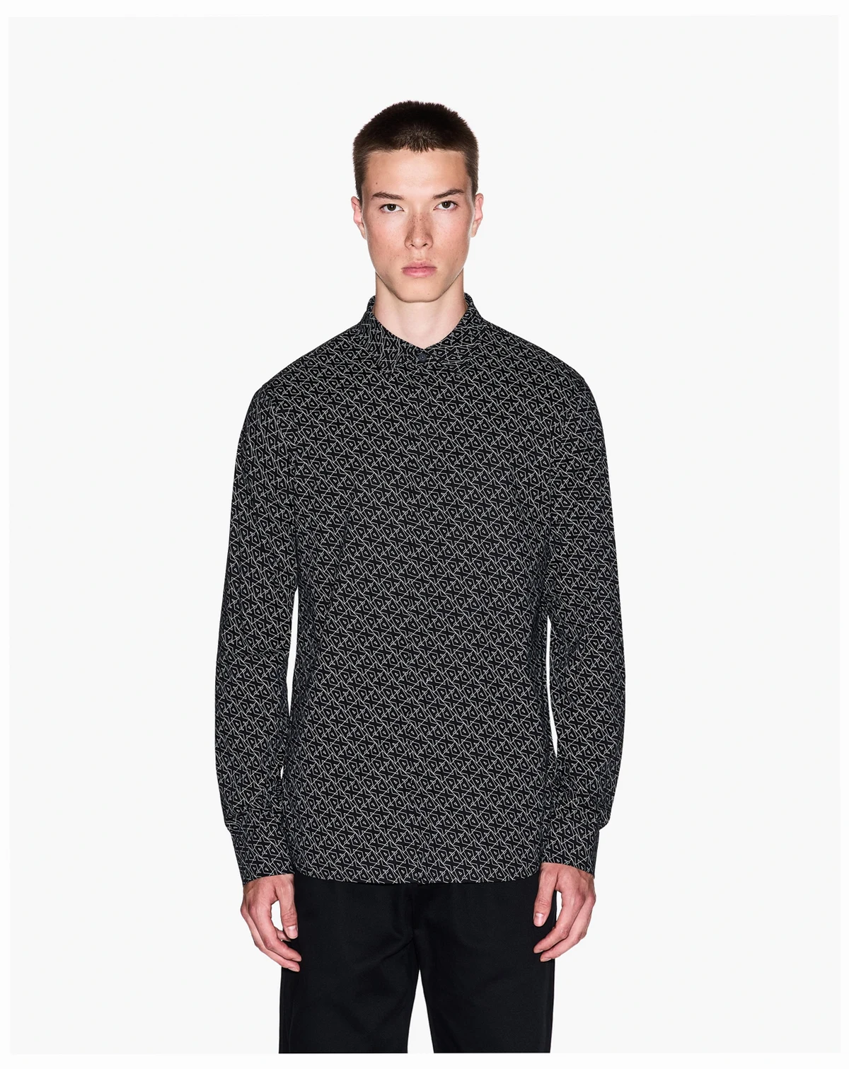 Men's Long Sleeve Poplin Allover Logo Woven Shirt