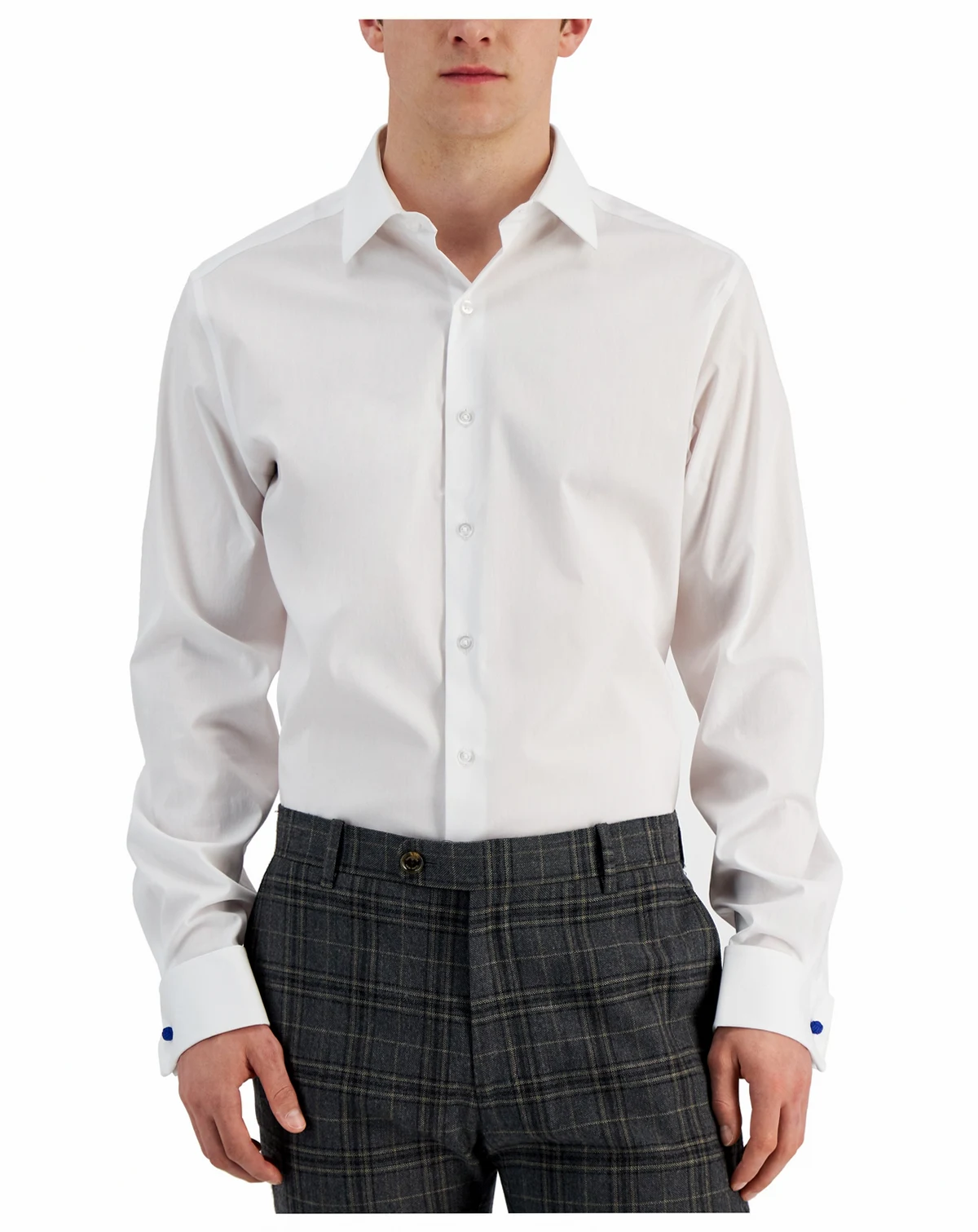 Men's Slim Fit Stain Resistant French Cuff Dress Shirt, Created for Macy's