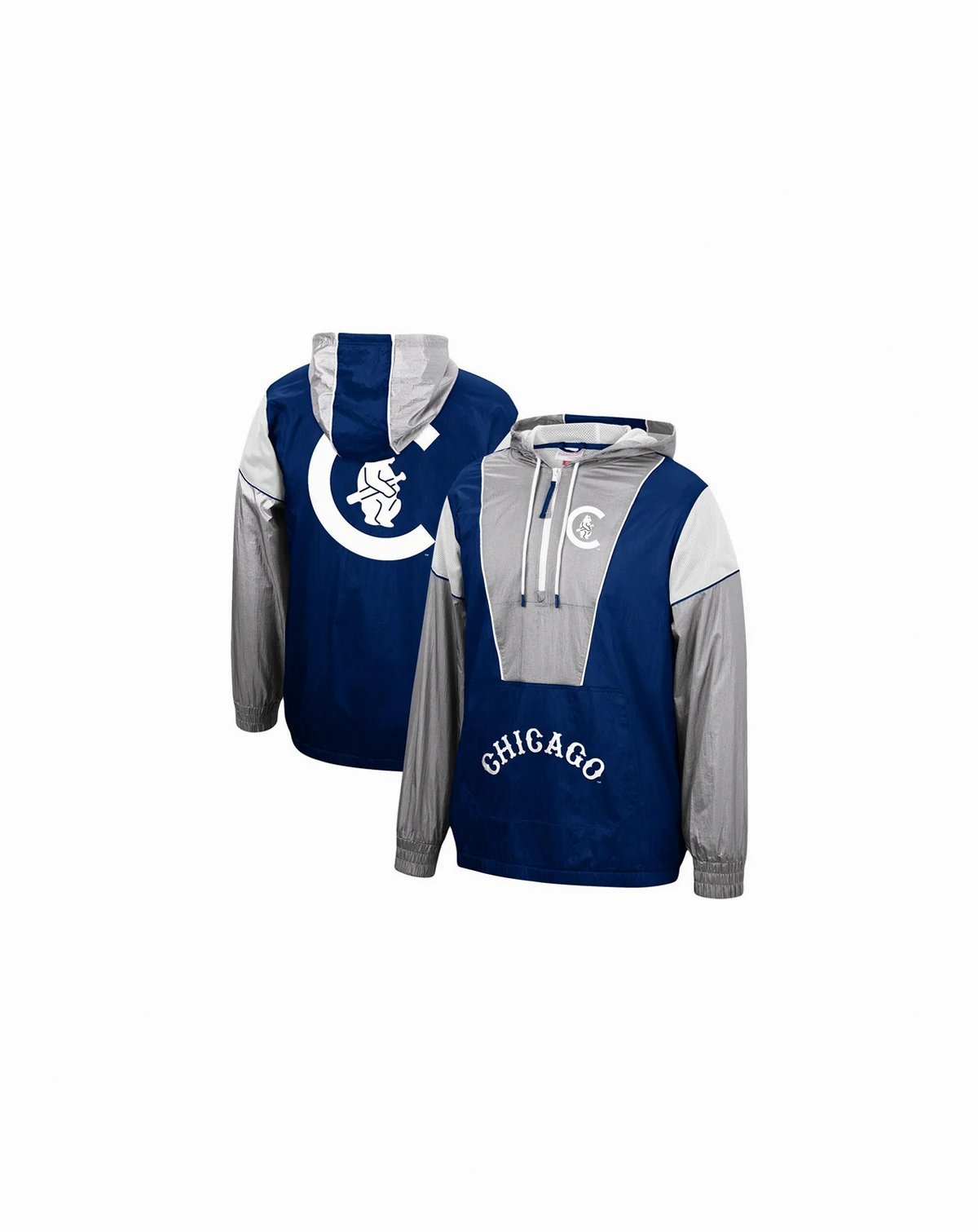Men's Navy Chicago Cubs Highlight Reel Windbreaker Half-Zip Hoodie Jacket