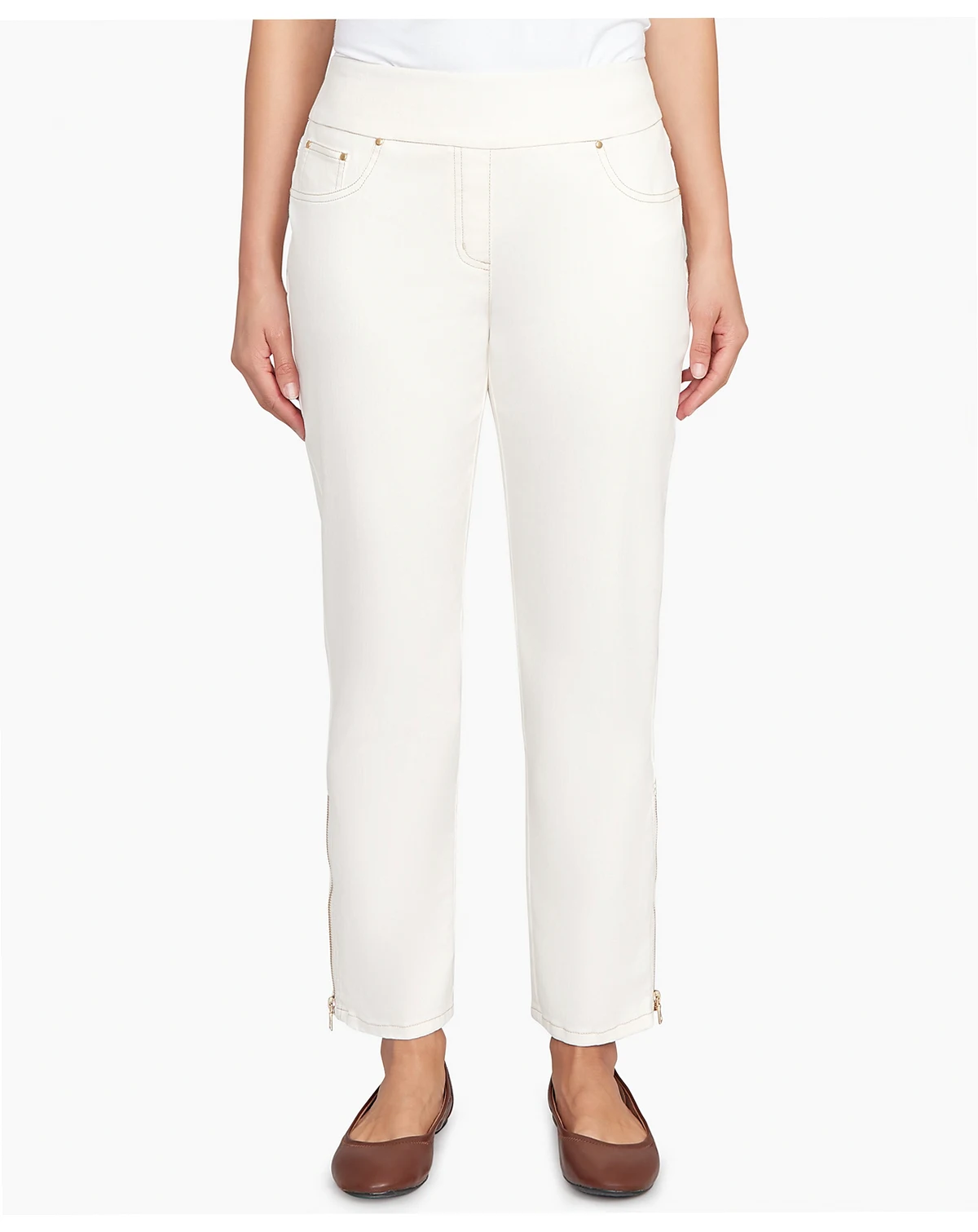Petite Zipper Hem Pull-On Pants
