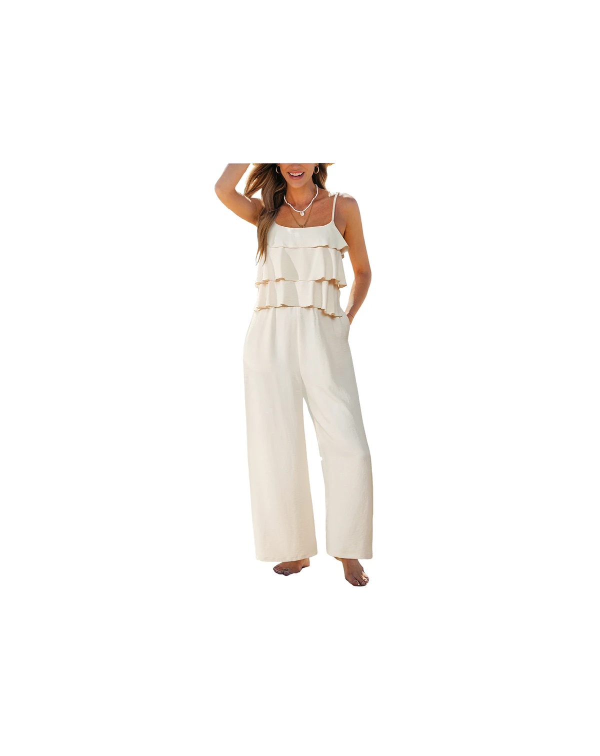 Women's Square Neck Unlined Zipper Closure Jumpsuit