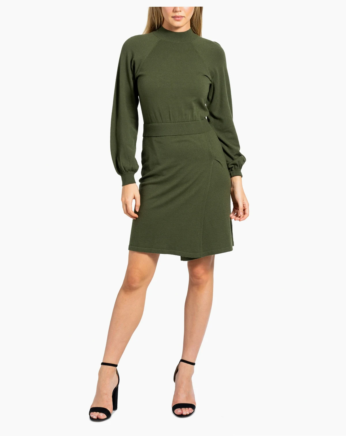 Women's Mock Neck Long-Sleeve Sweater Dress